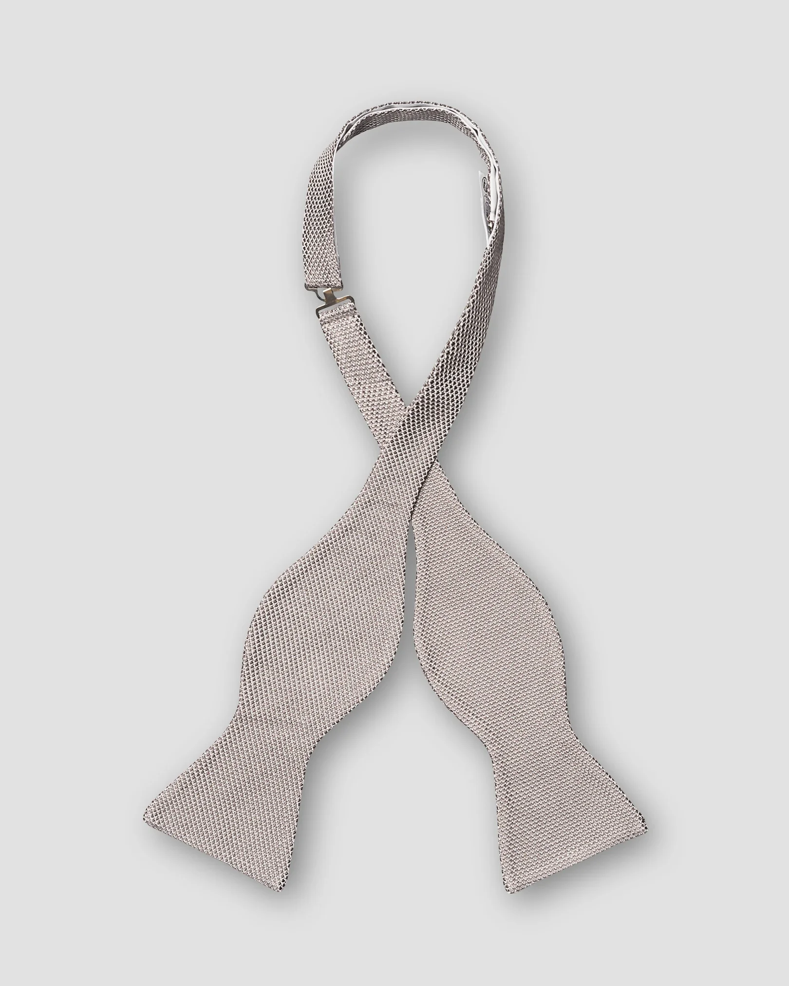 Eton - light grey grenadine silk bow tie self tied