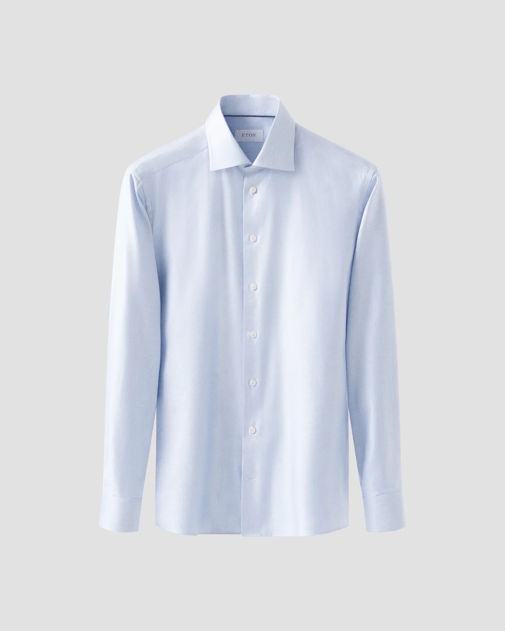 Eton - light blue melange solid cotton tencel tm lyocell shirt