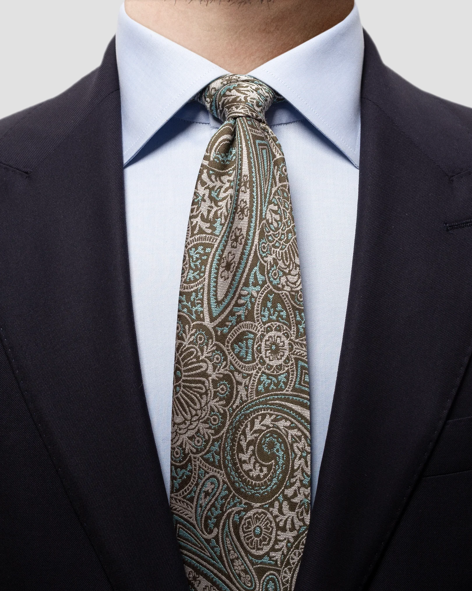 Eton - green paisley silk cotton tie