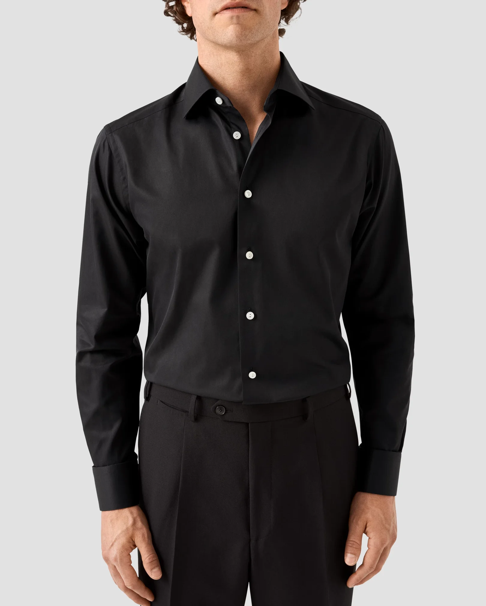 Eton - black solid elevated twill shirt