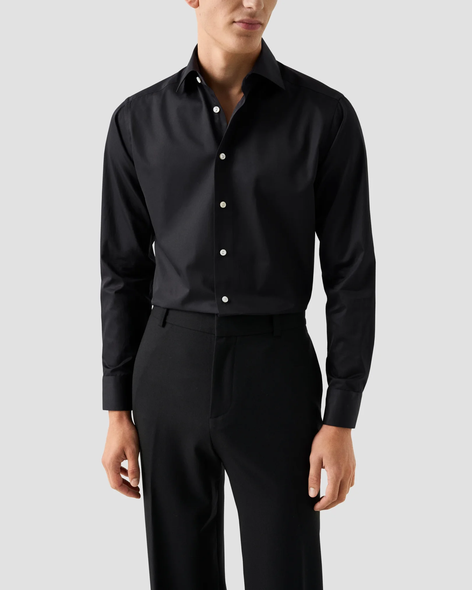 Eton - black solid elevated twill shirt