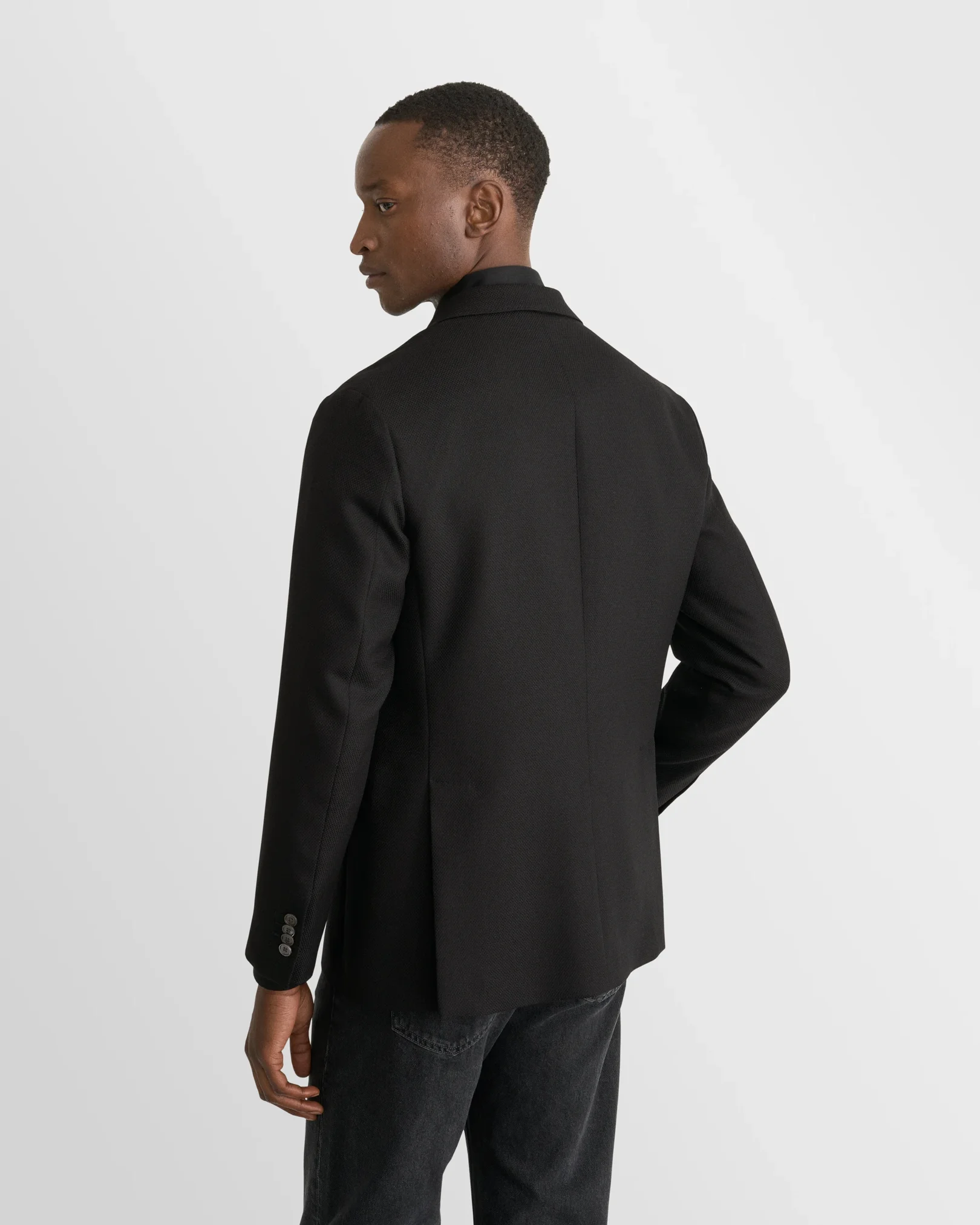 Eton - Black Double Breasted Hopsack Soft Jacket