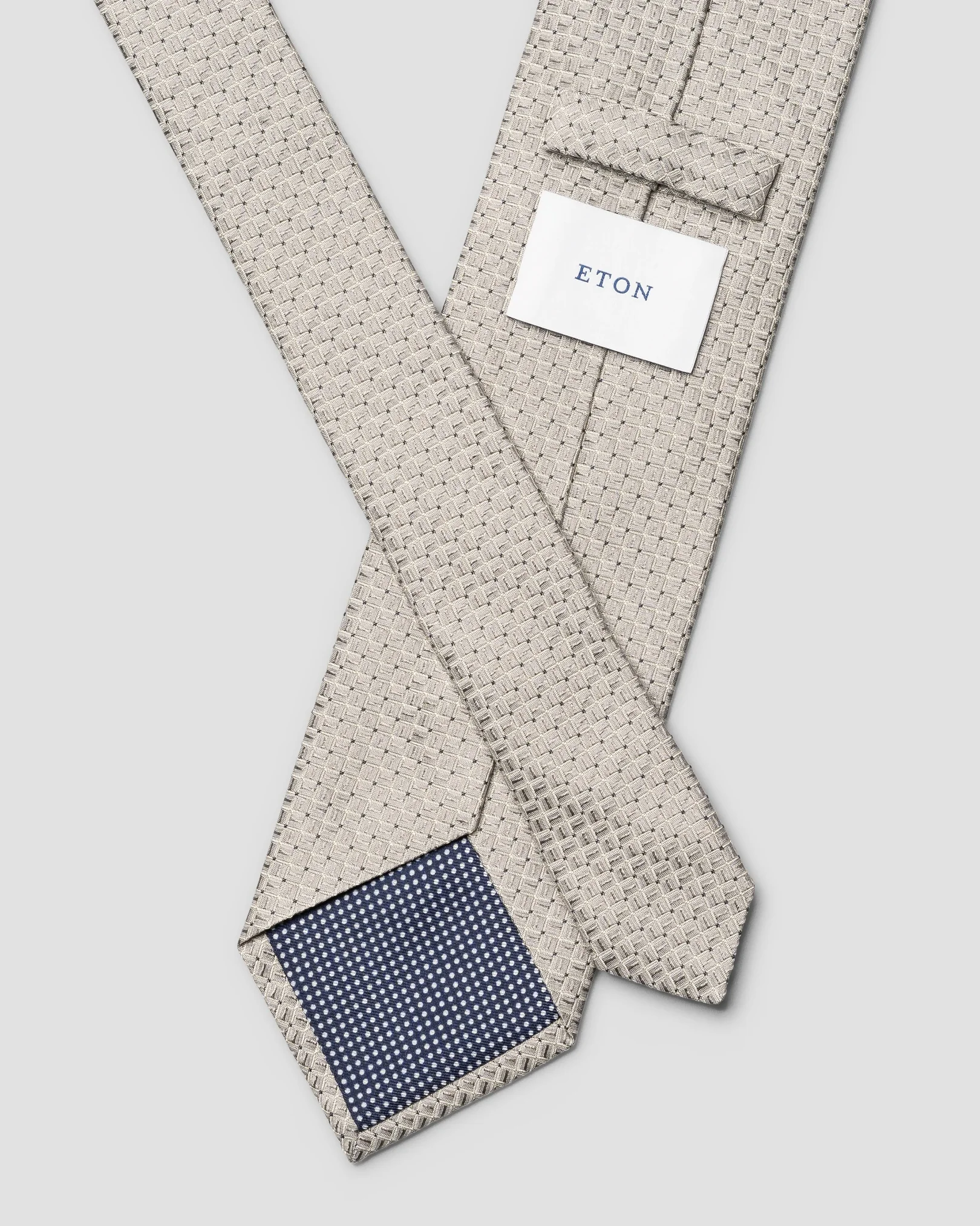 Eton - light grey micro geometrical woven silk tie