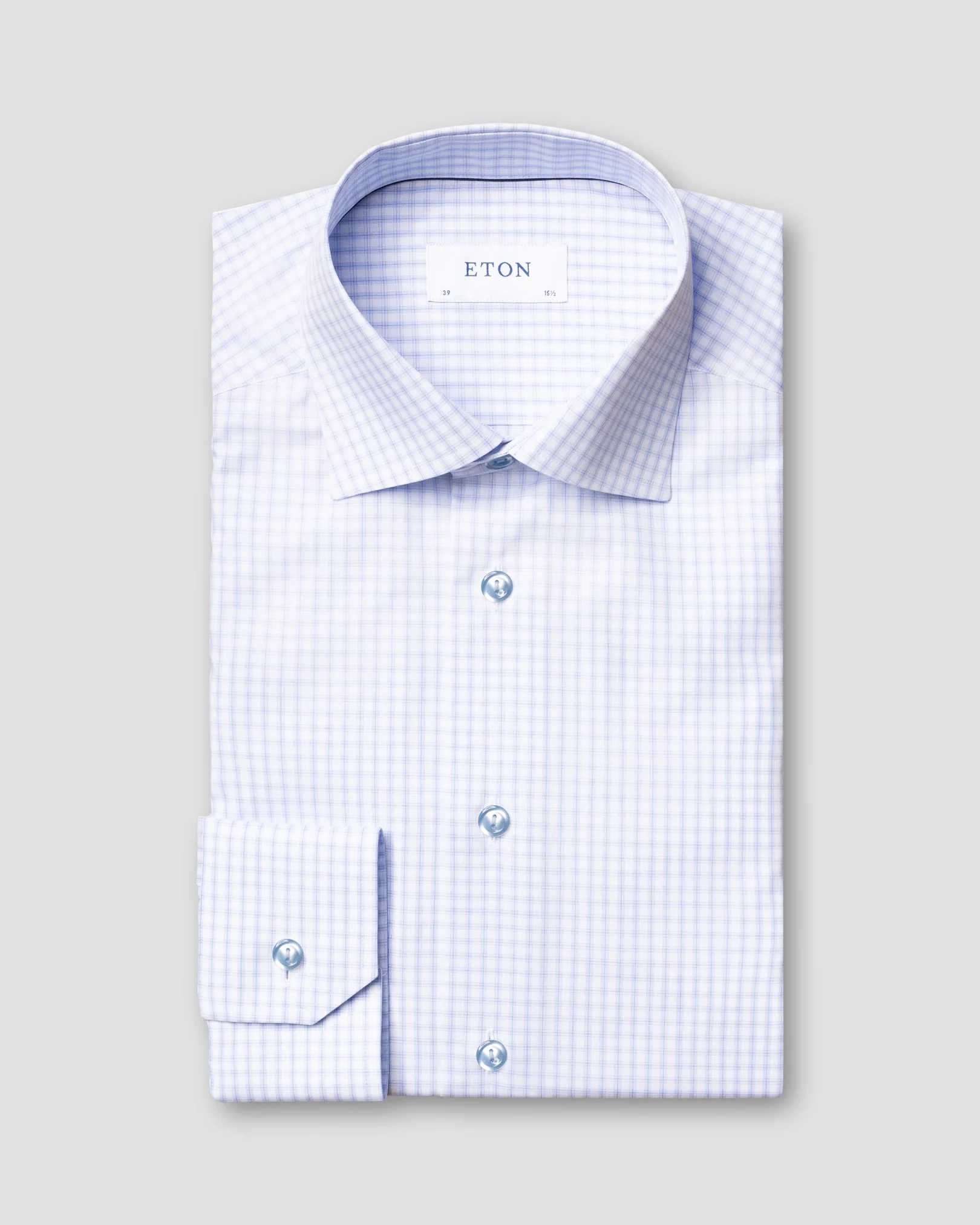 Eton - light blue checks poplin shirt