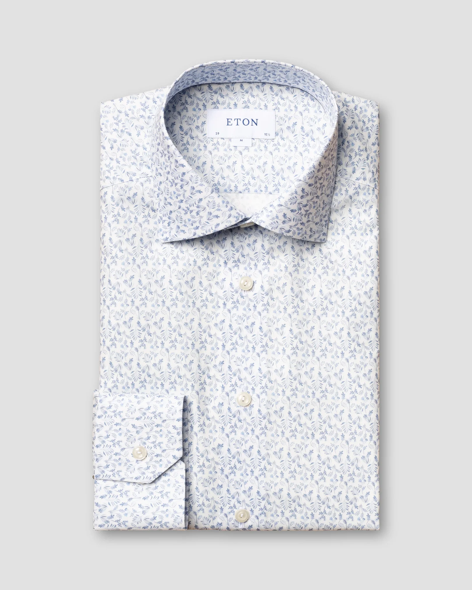 Eton - white flannel floral print shirt