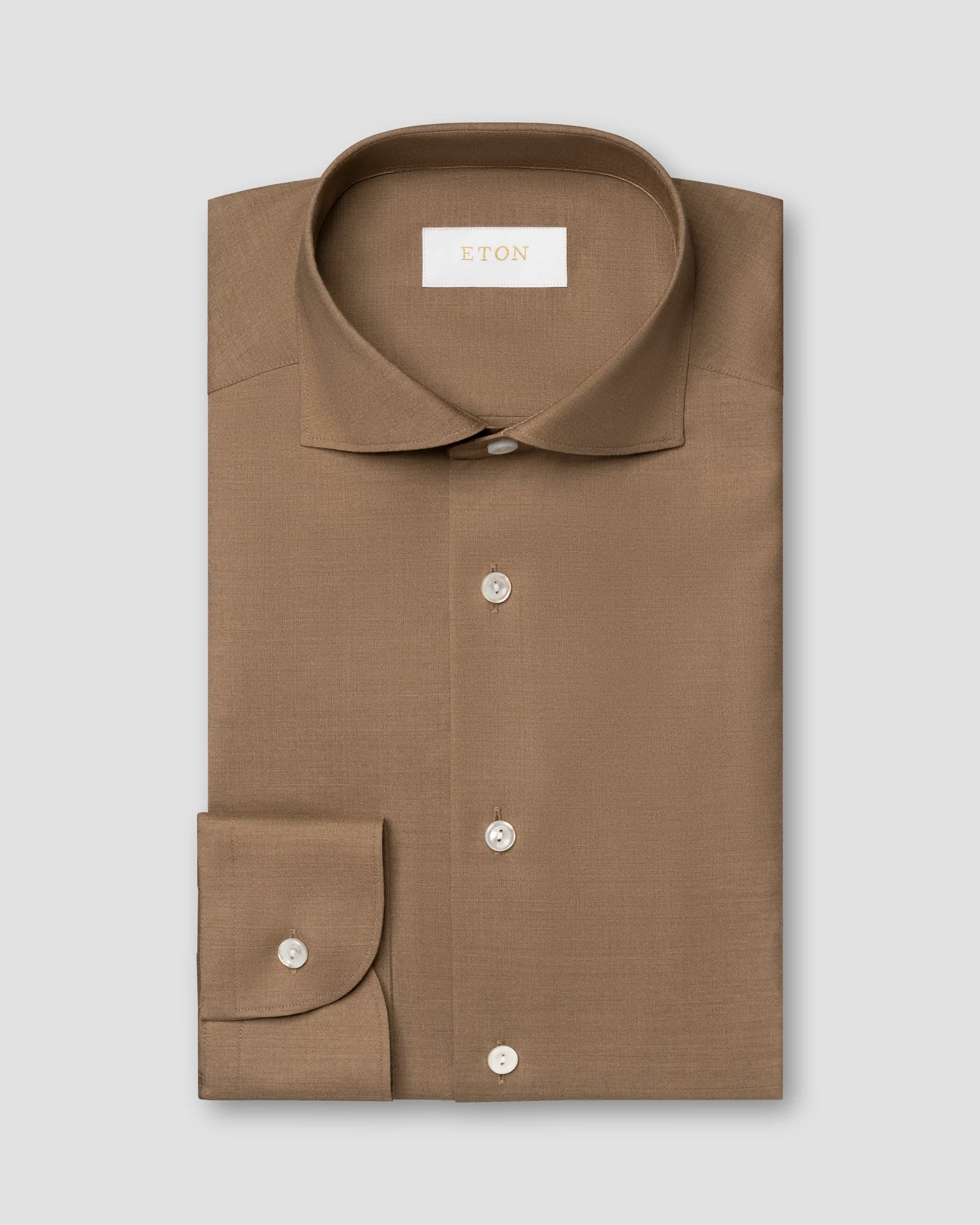 Eton - beige solid merino cashmere shirt