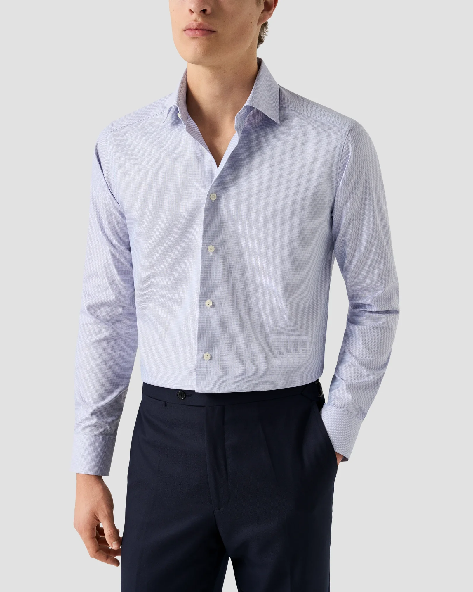 Eton - light purple semi solid dobby shirt 263