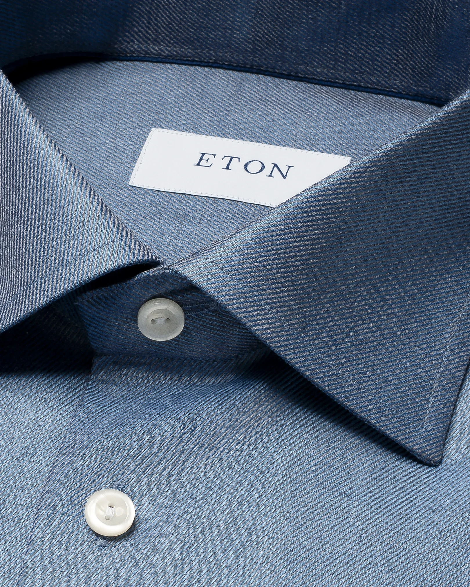 Eton - dark blue melange solid cotton tencel tm lyocell shirt