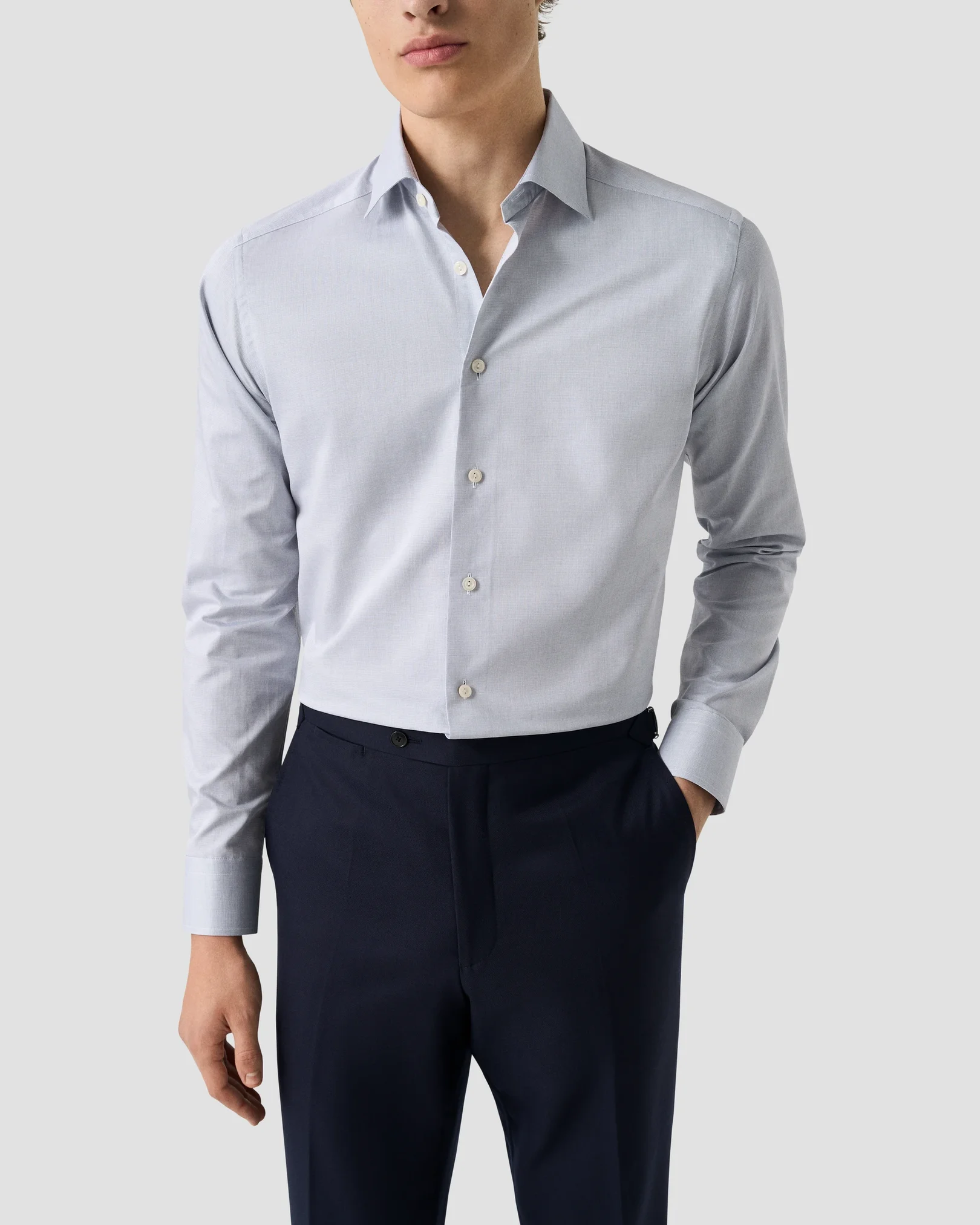 Eton - dark blue semi solid signature twill shirt