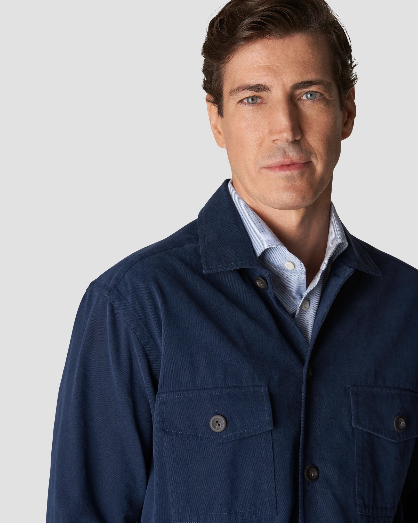 Eton - navy brushed twill overshirt
