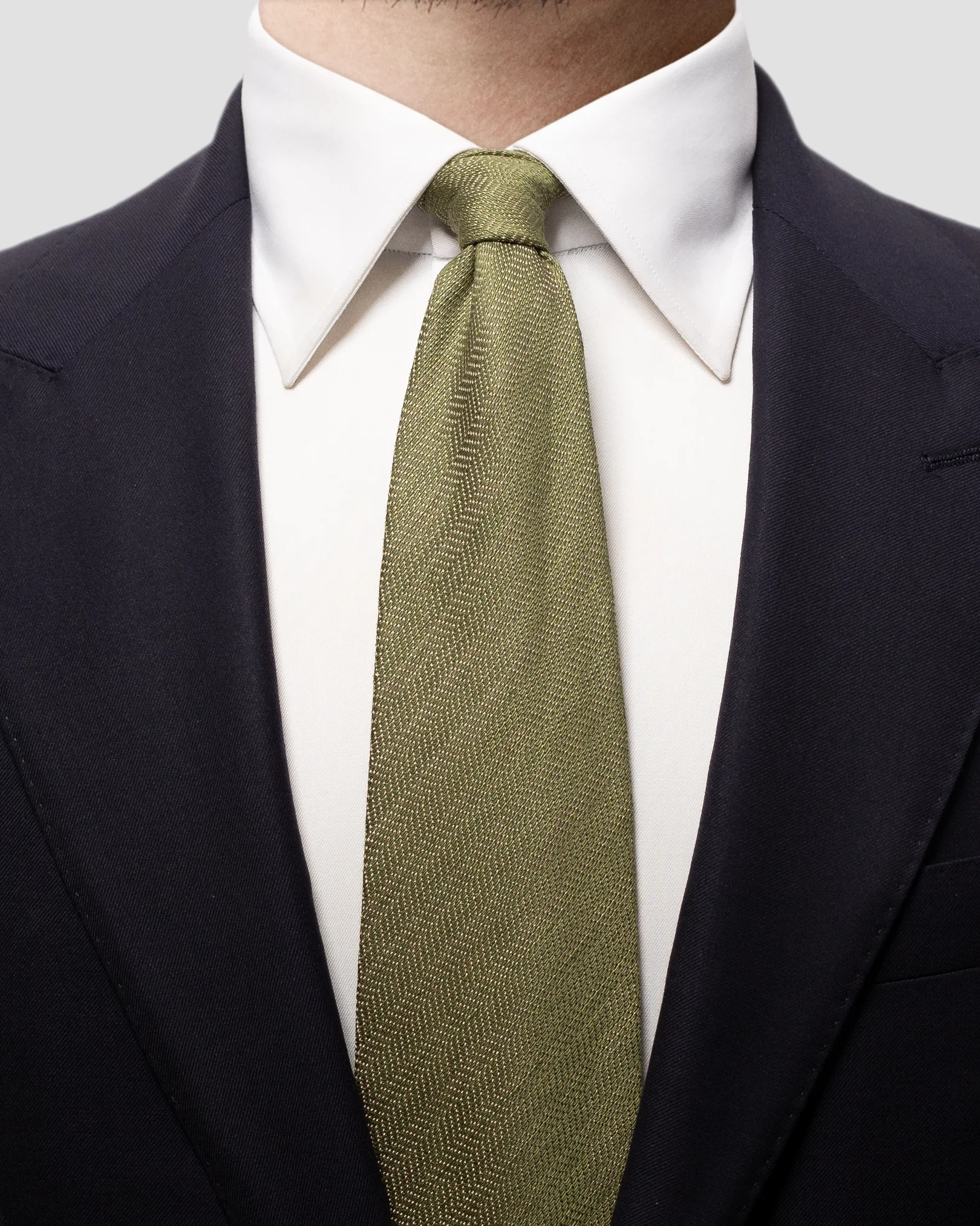 Eton - green cotton linen silk tie