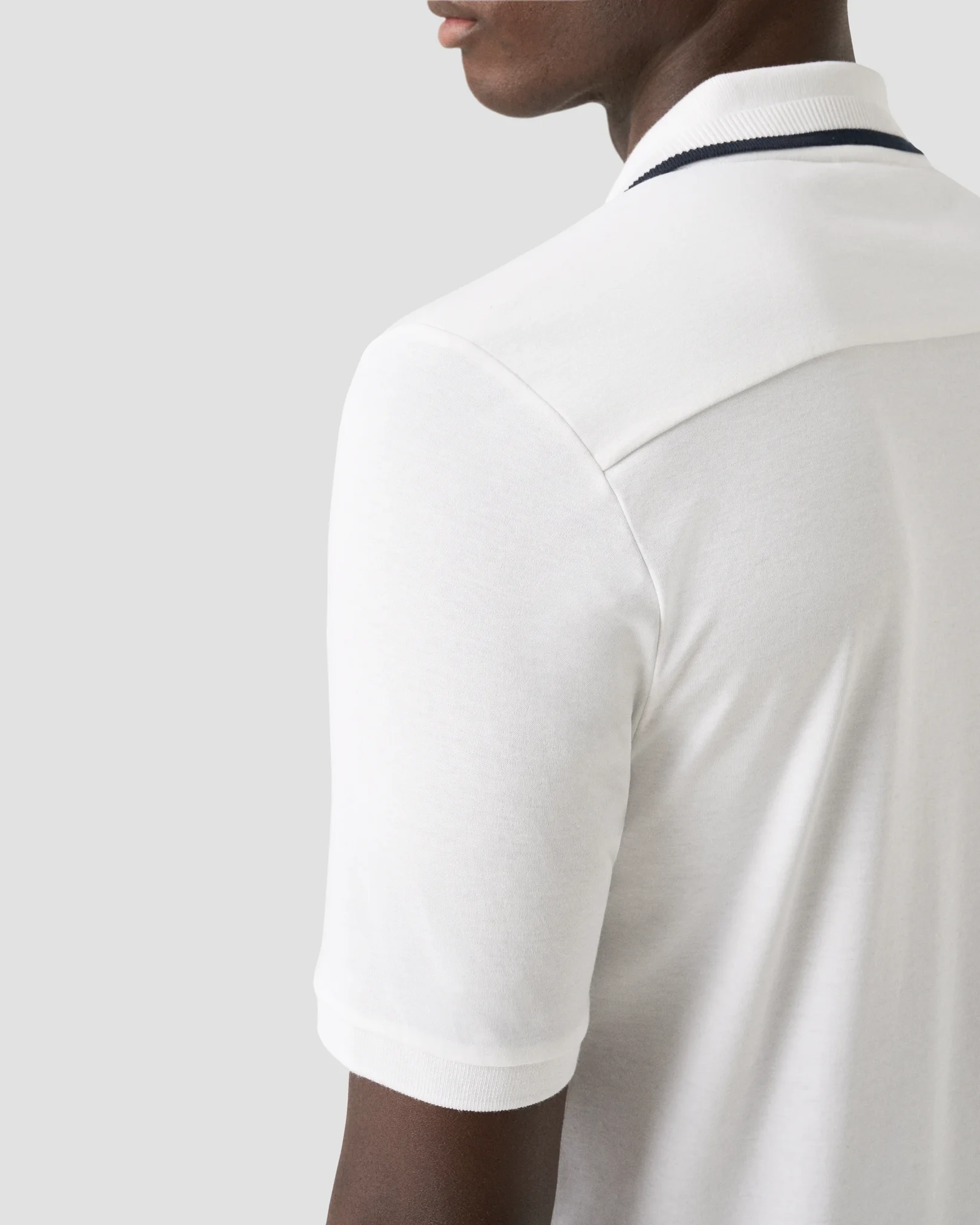 Eton - white cotton interlock polo shirt