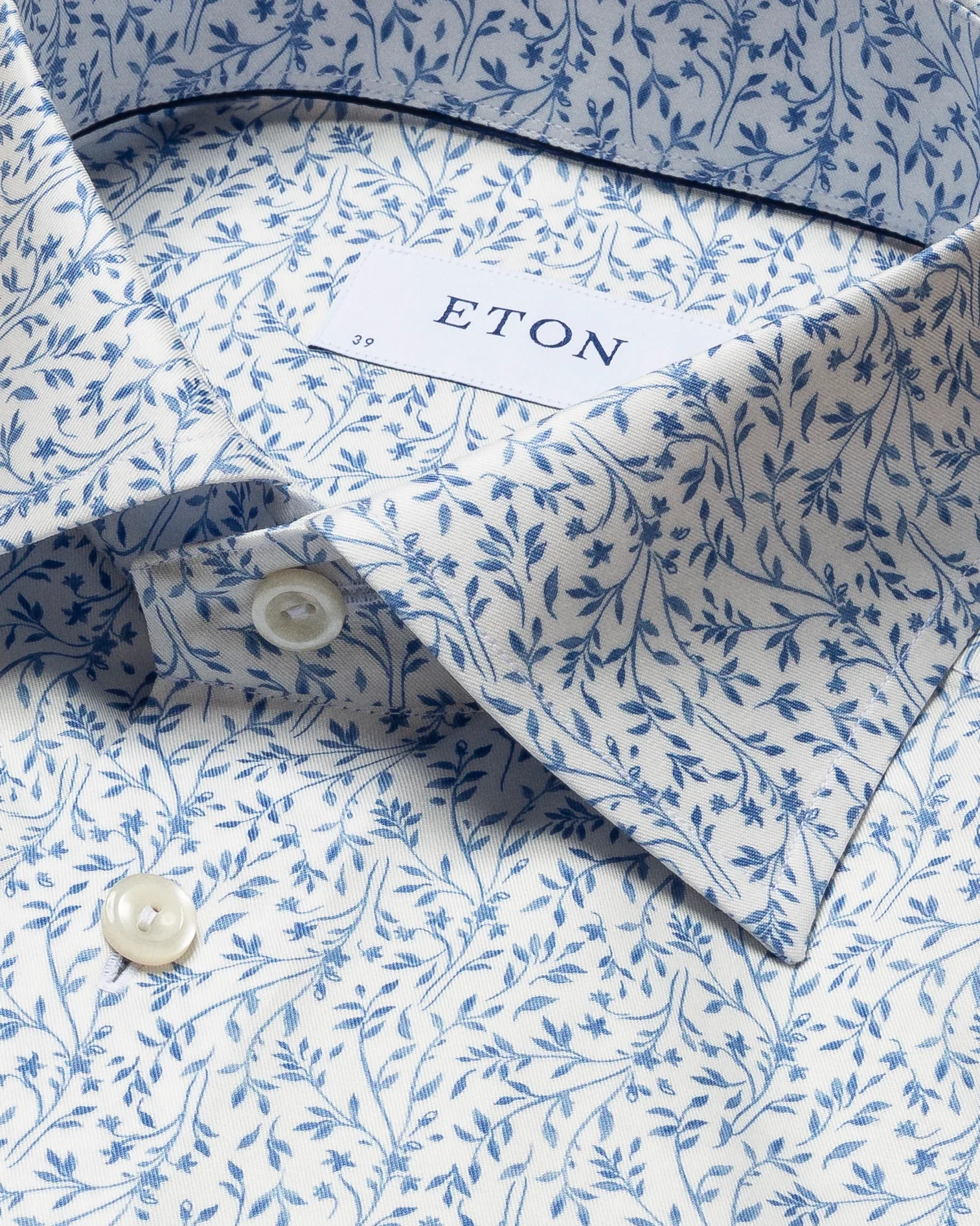 Eton - white floral signature twill shirt