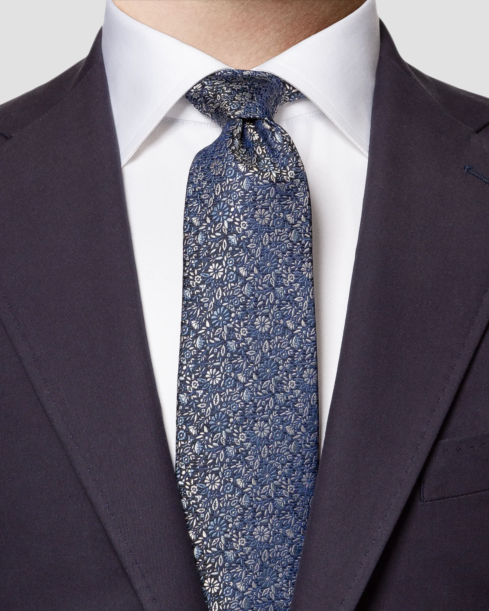 Eton - dark blue floral silk tie