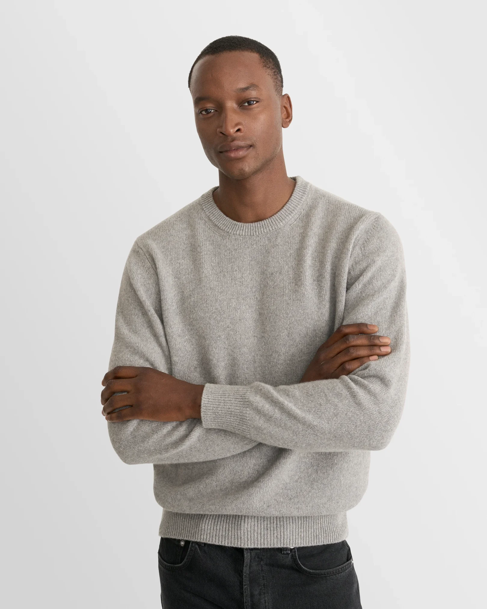 Eton - light grey cashmere knit crew neck