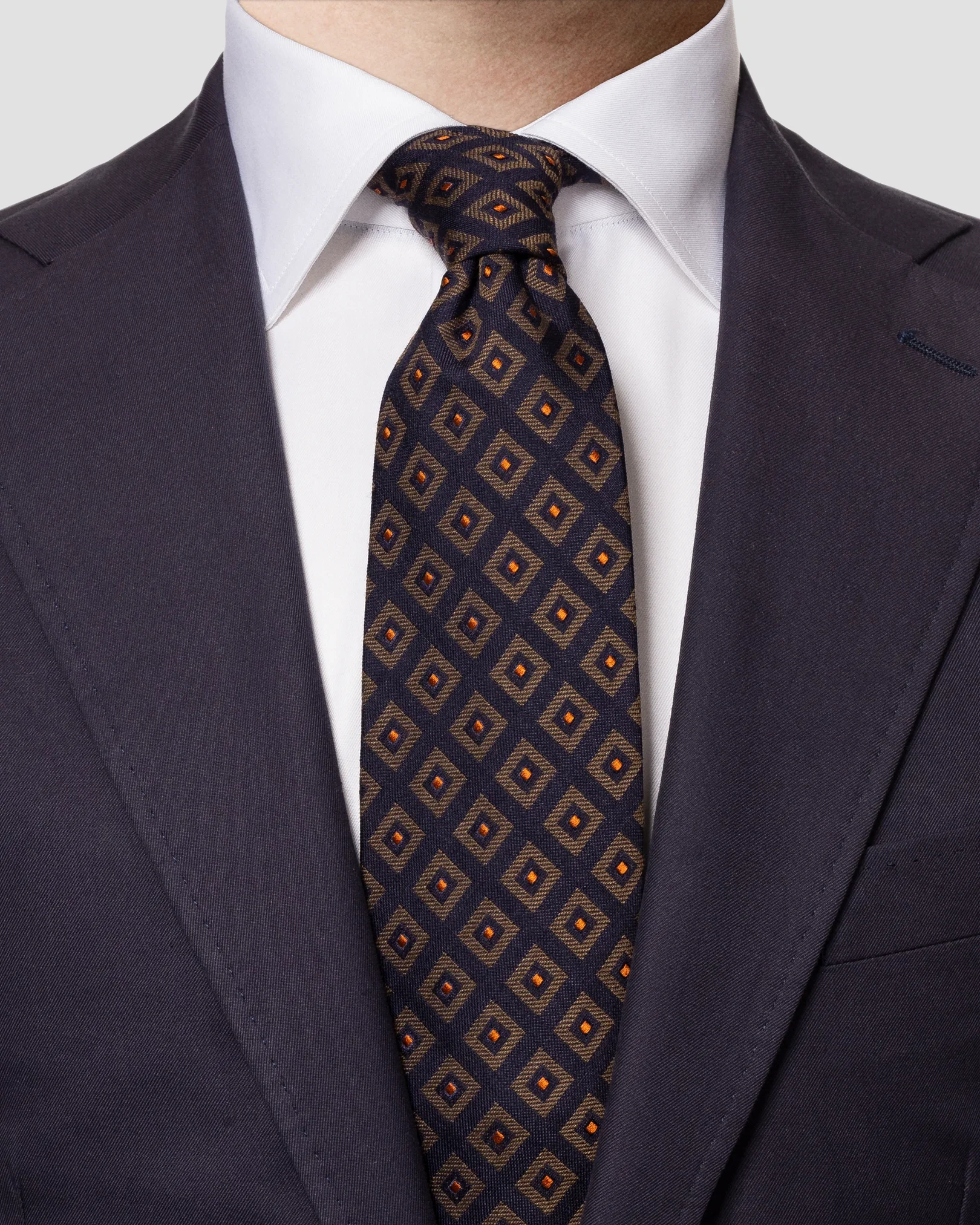 Eton - black check silk wool tie