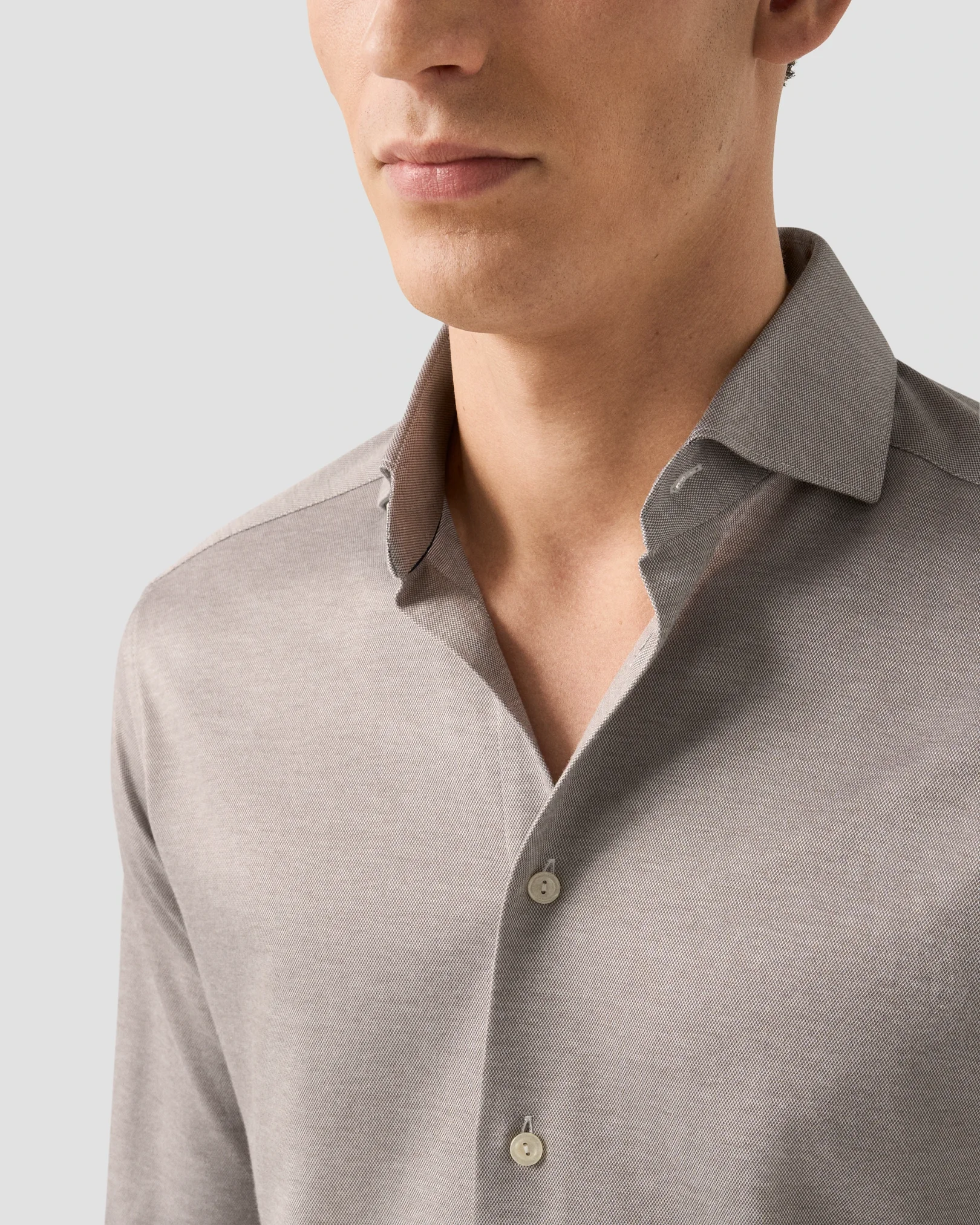 Eton - brown filo di scozia knit shirt 261