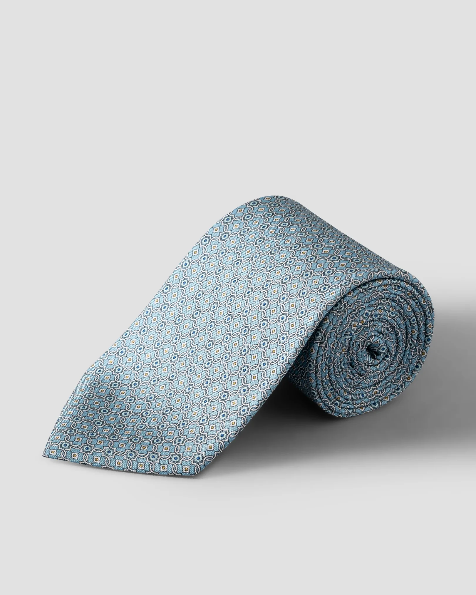 Eton - light blue medallion printed silk tie