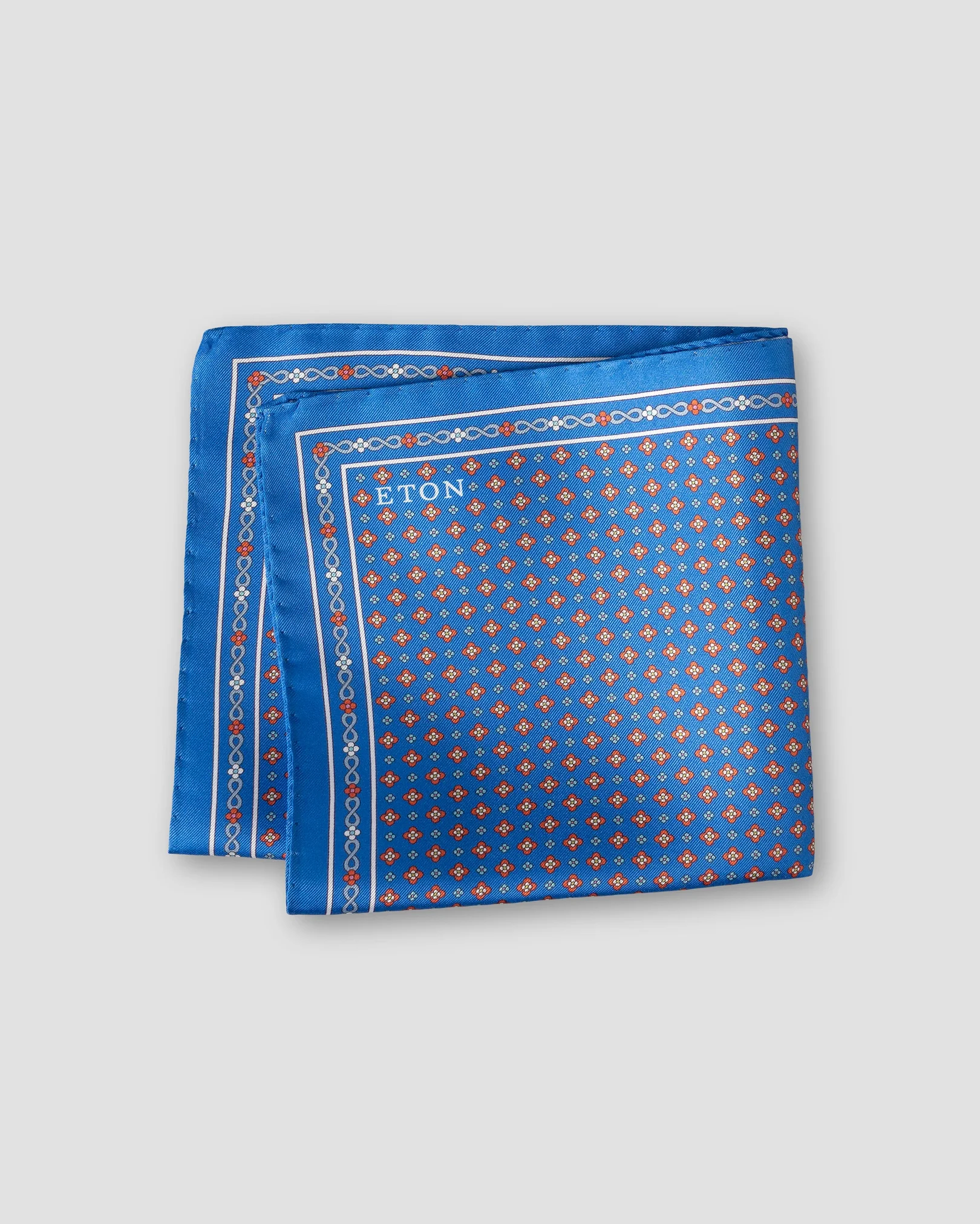 Eton - blue floral silk twill pocket square