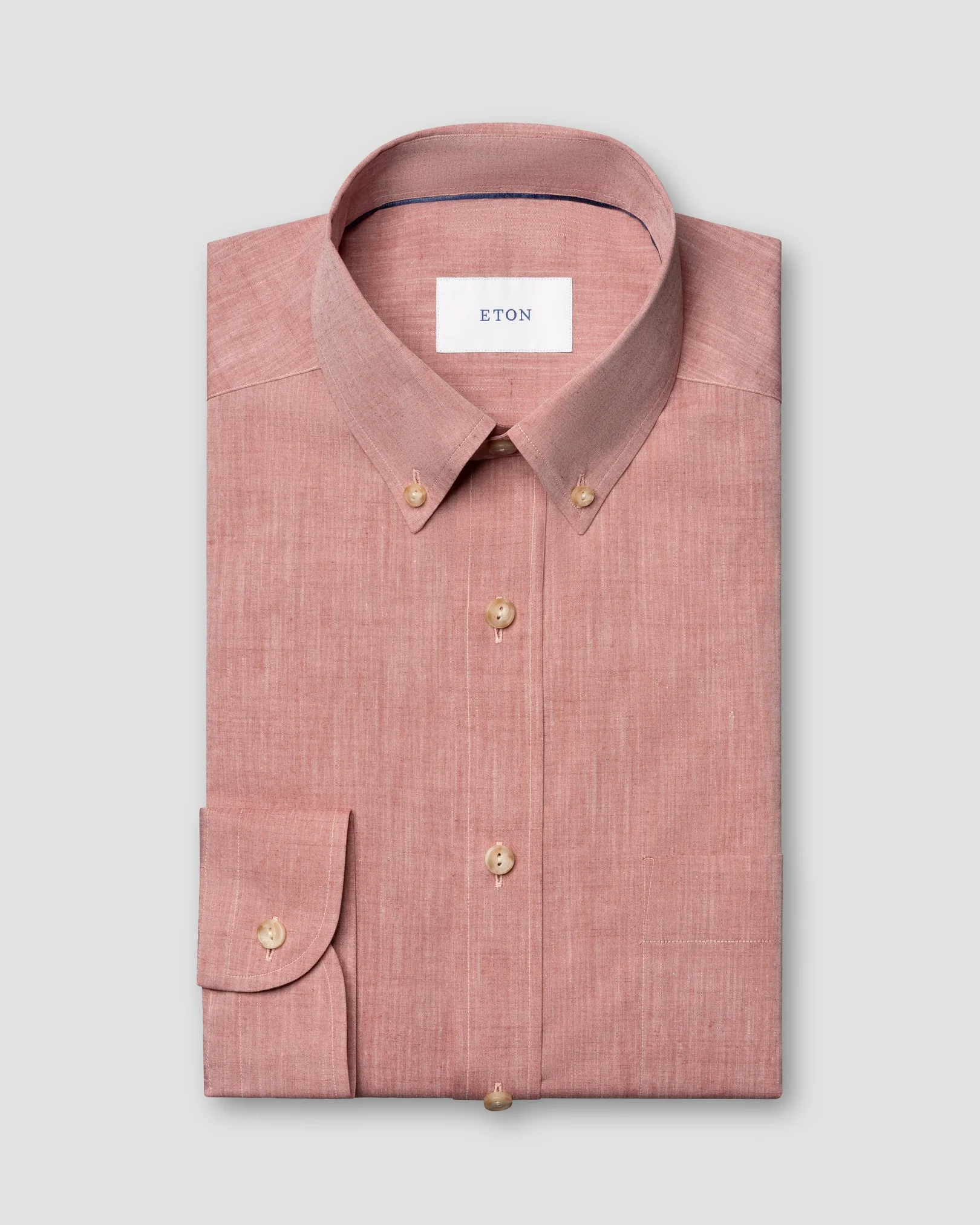 Eton - red solid chambray shirt