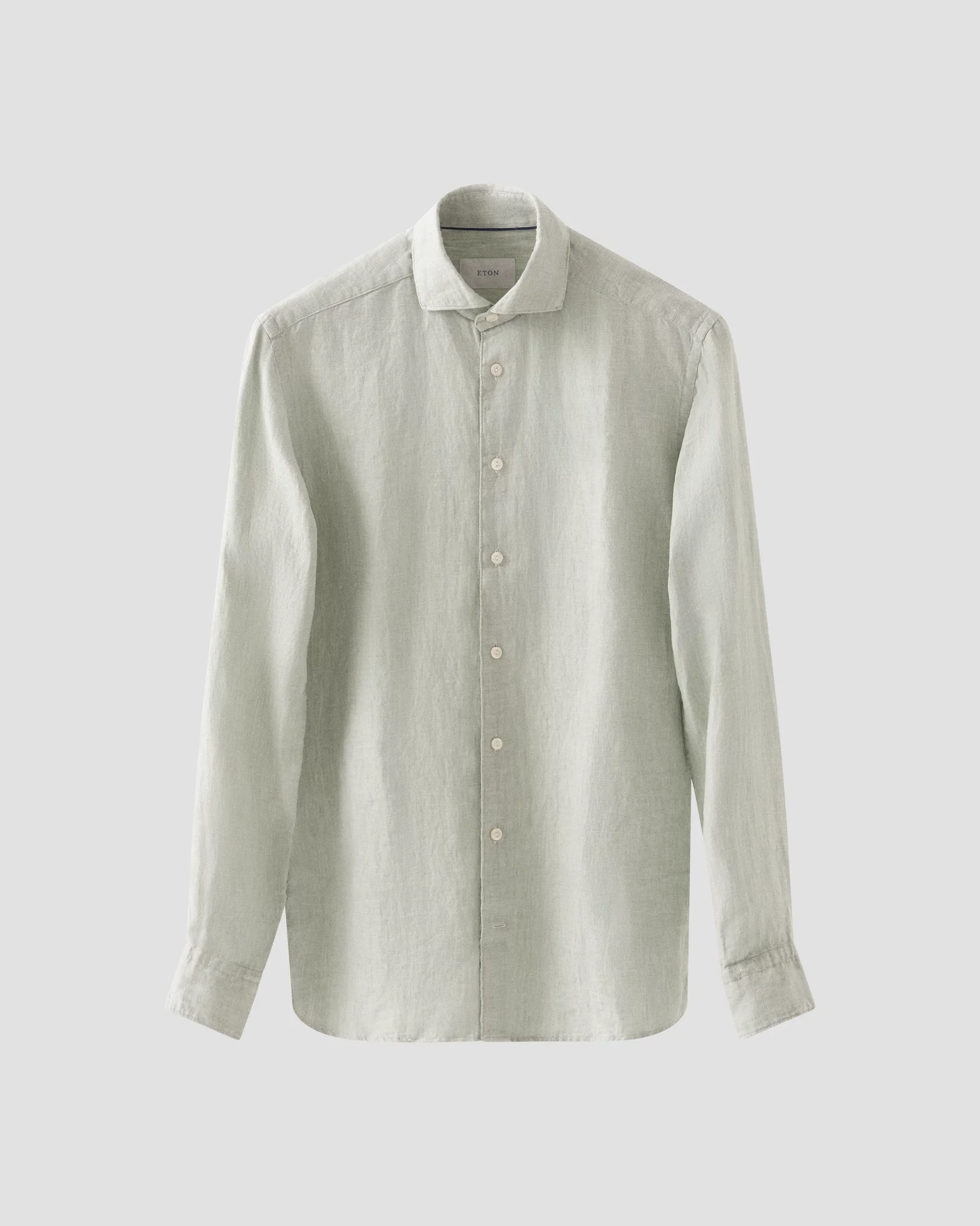 Eton - mid green solid twill linen shirt