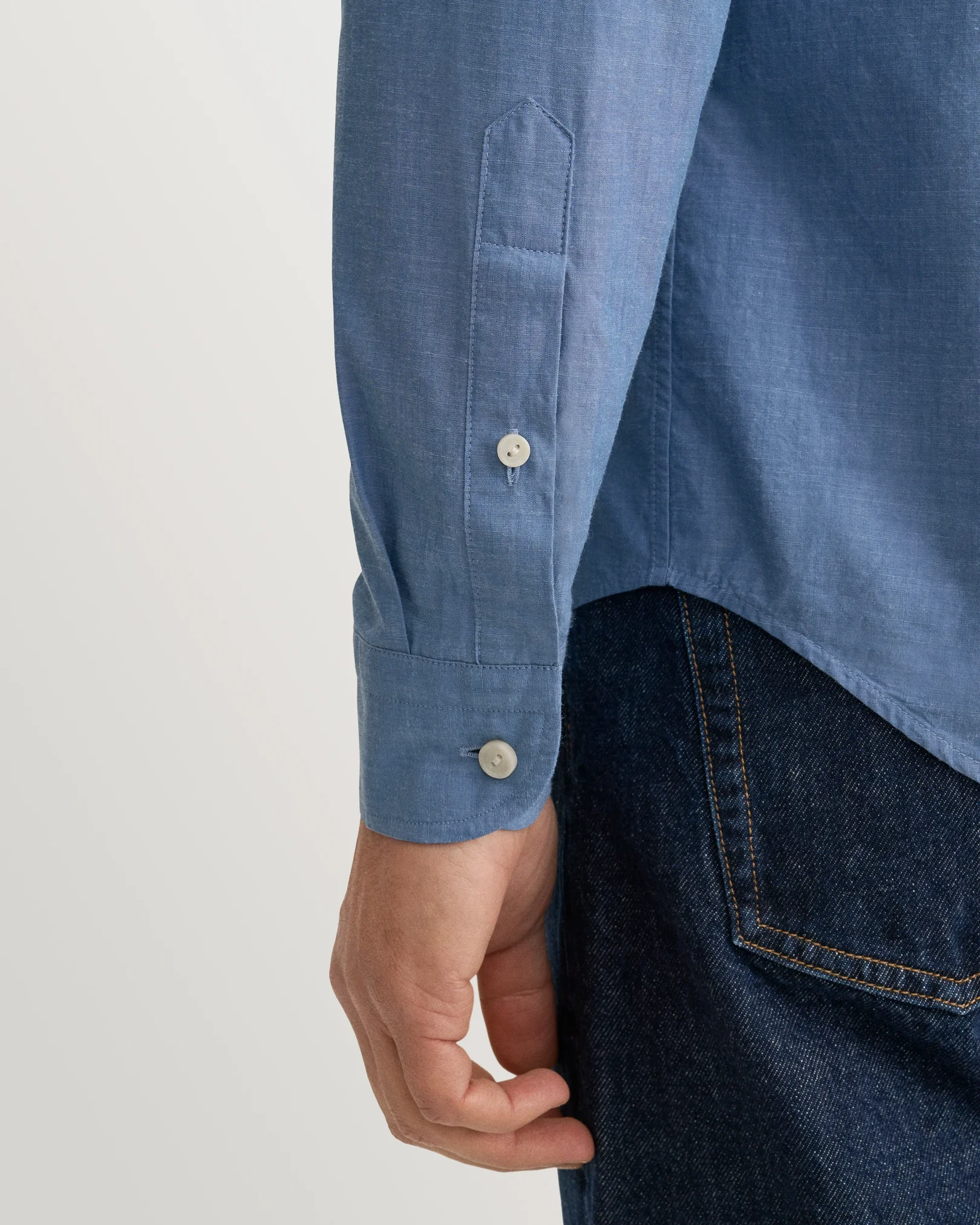 Eton - solid chambray shirt spread rounded single casual fit