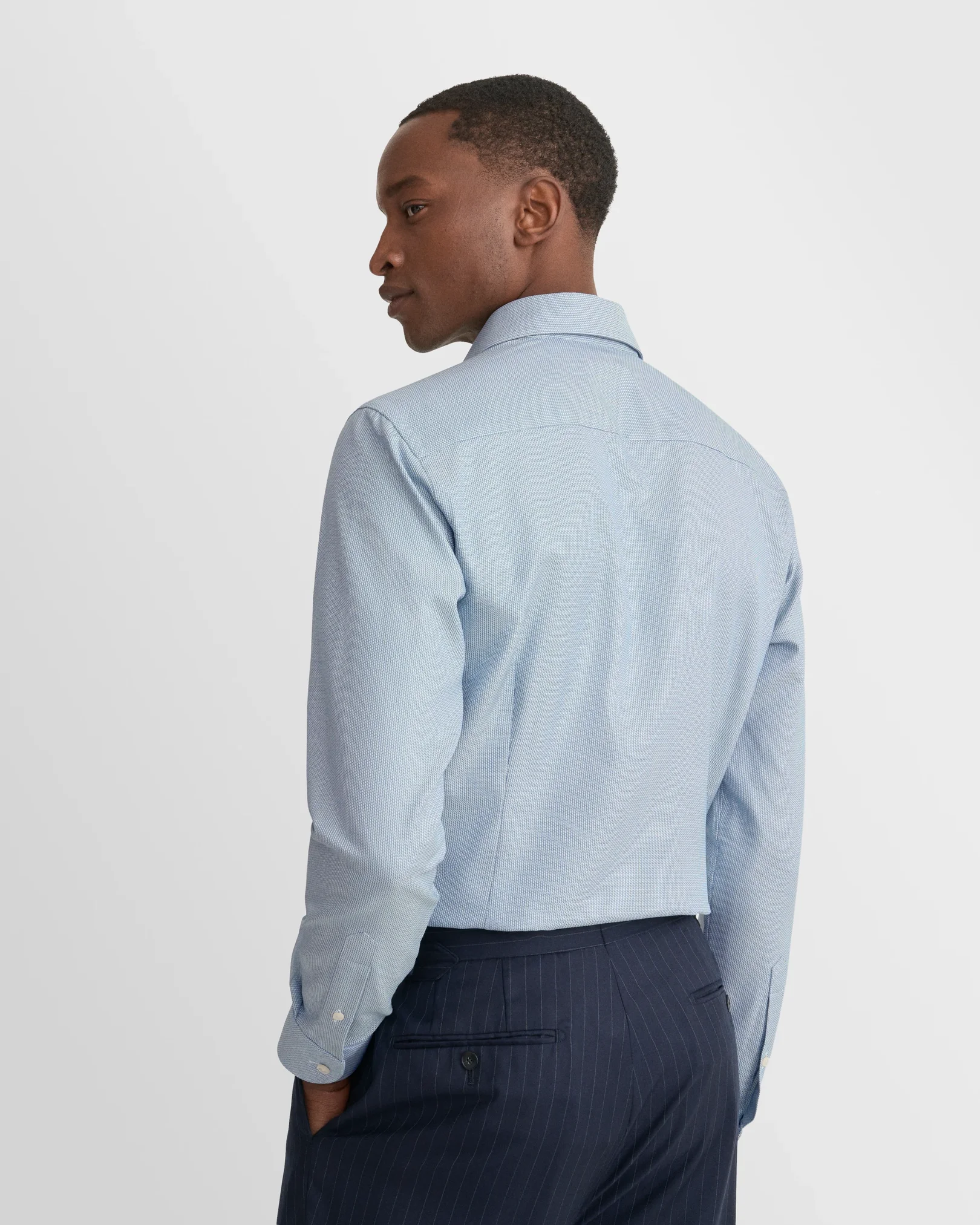 Eton - dark blue semi solid dobby shirt