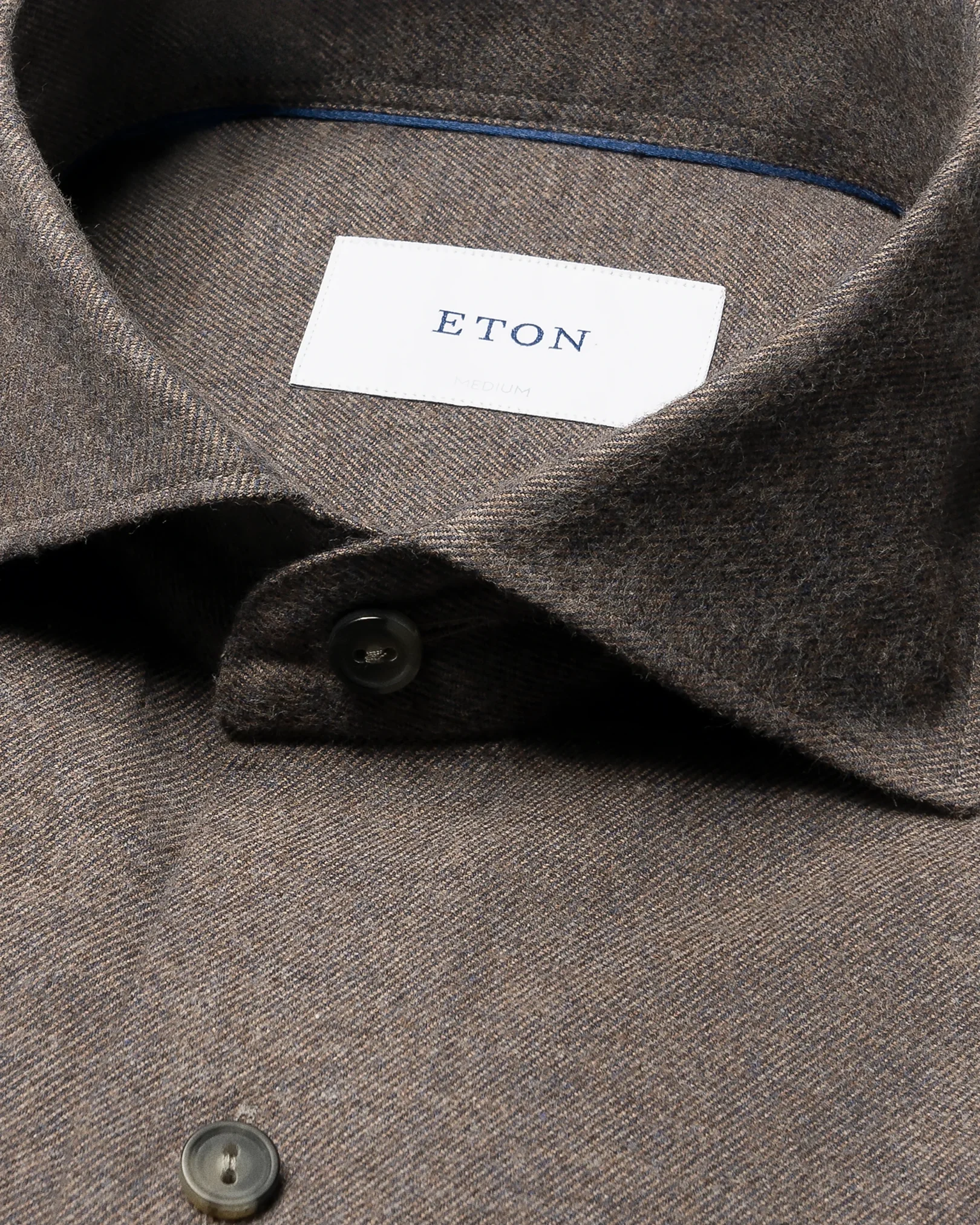 Eton - dark brown solid flannel shirt
