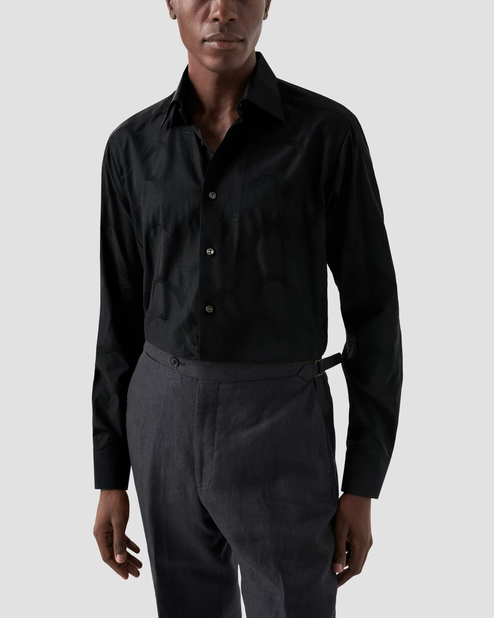 Eton - Black Floral Print Jacquard Shirt