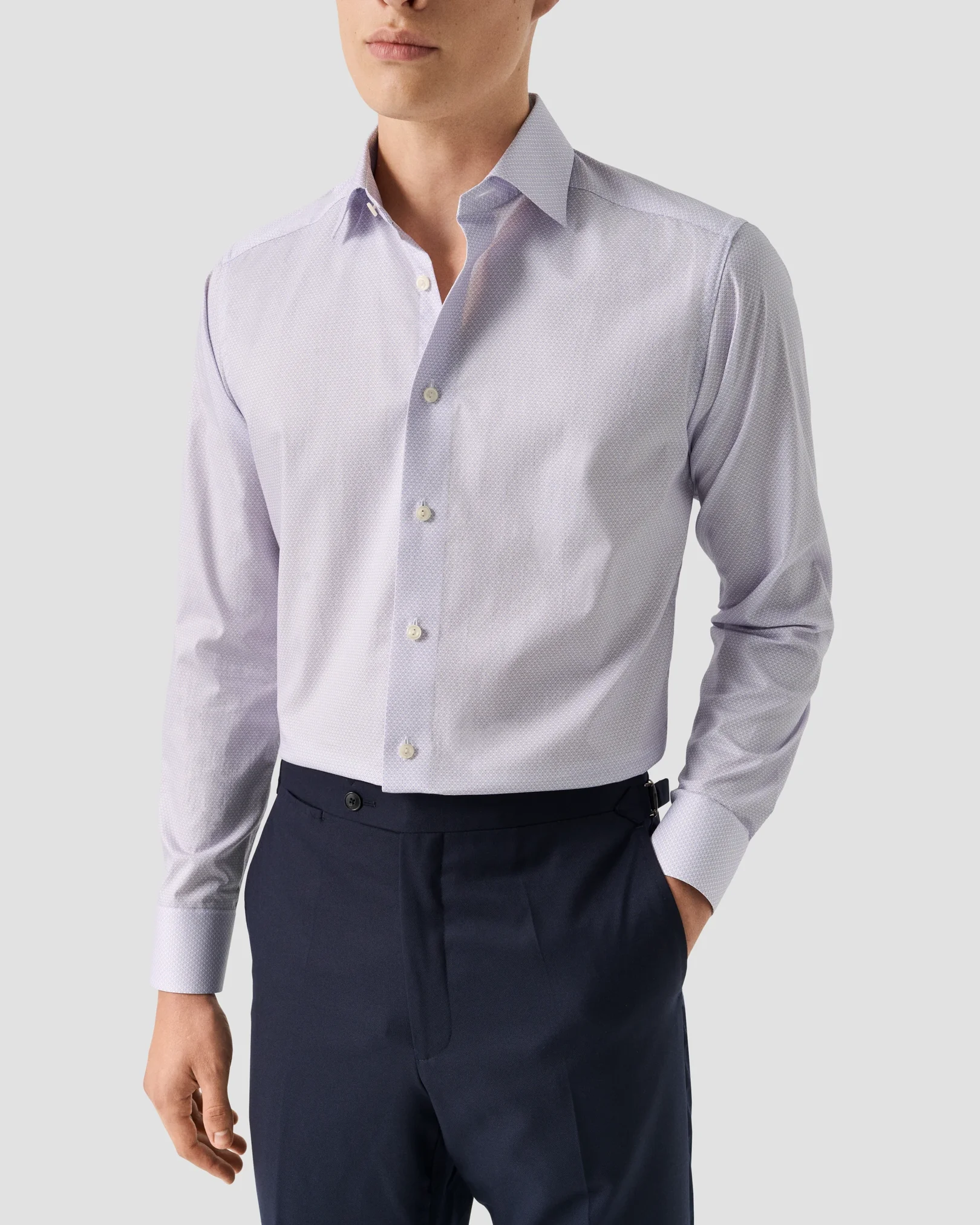 Eton - light purple geometric signature twill shirt