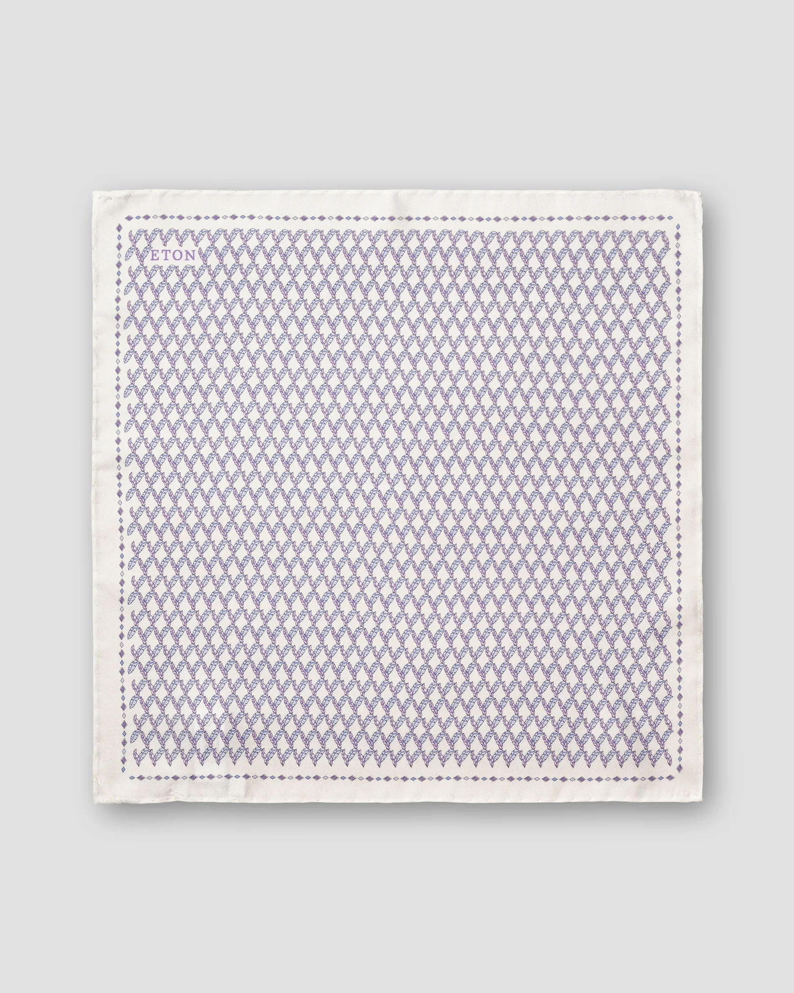 Eton - white leaf silk twill pocket square