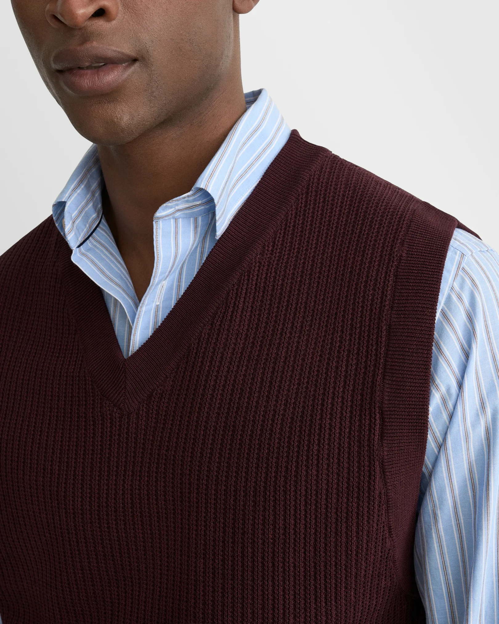 Eton - mid purple cotton structure knit vest