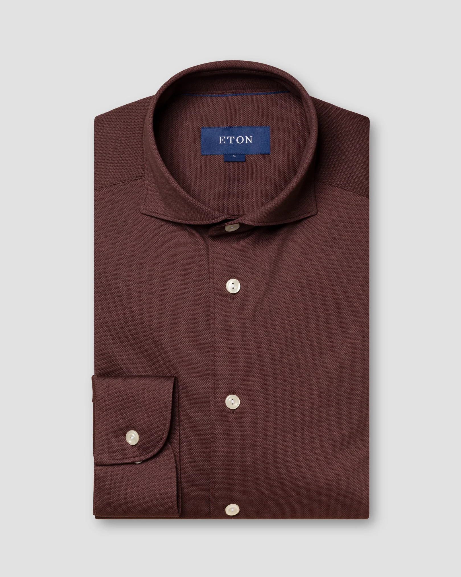 Eton - red pique shirt long sleeve