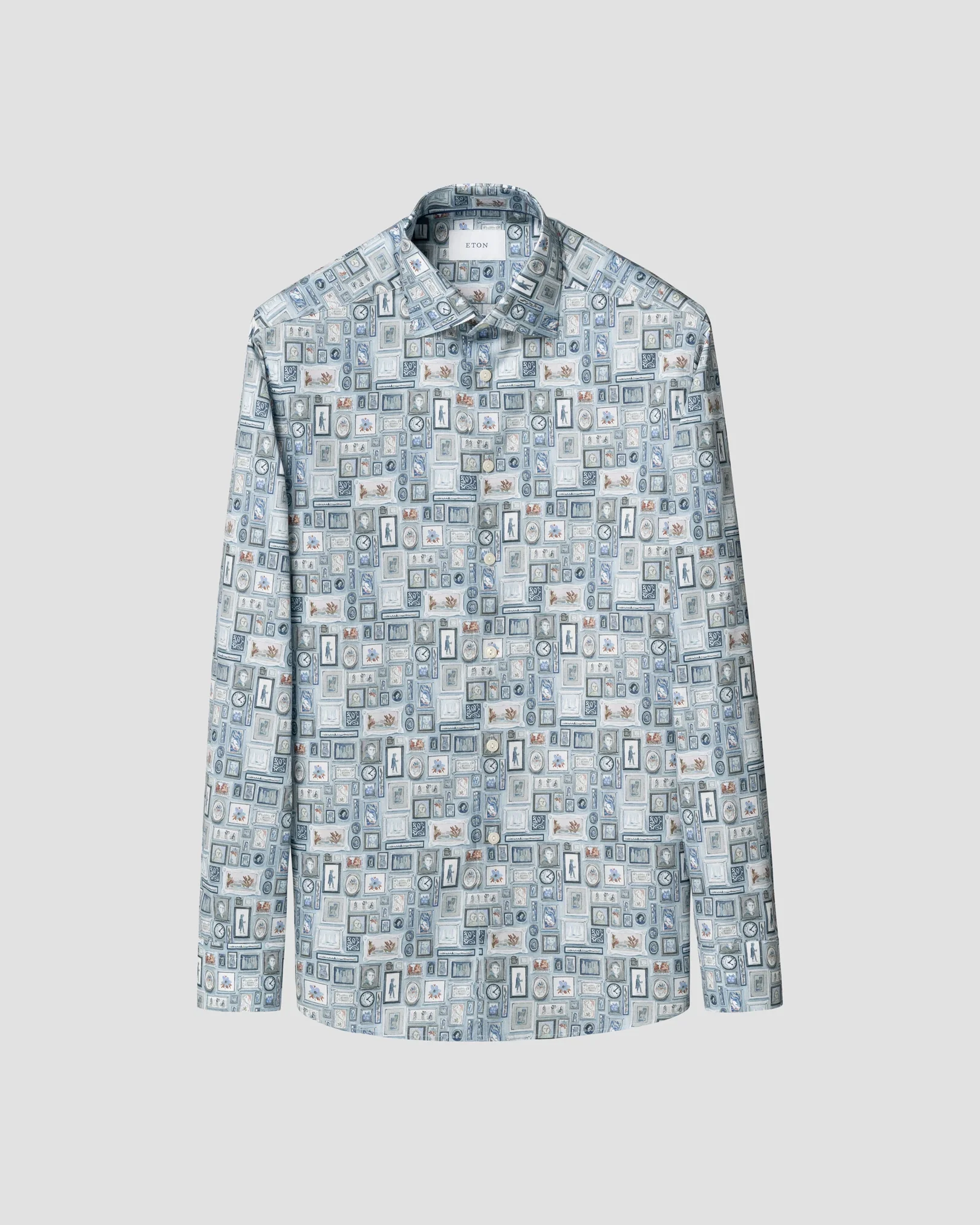 Eton - light blue motif signature twill print