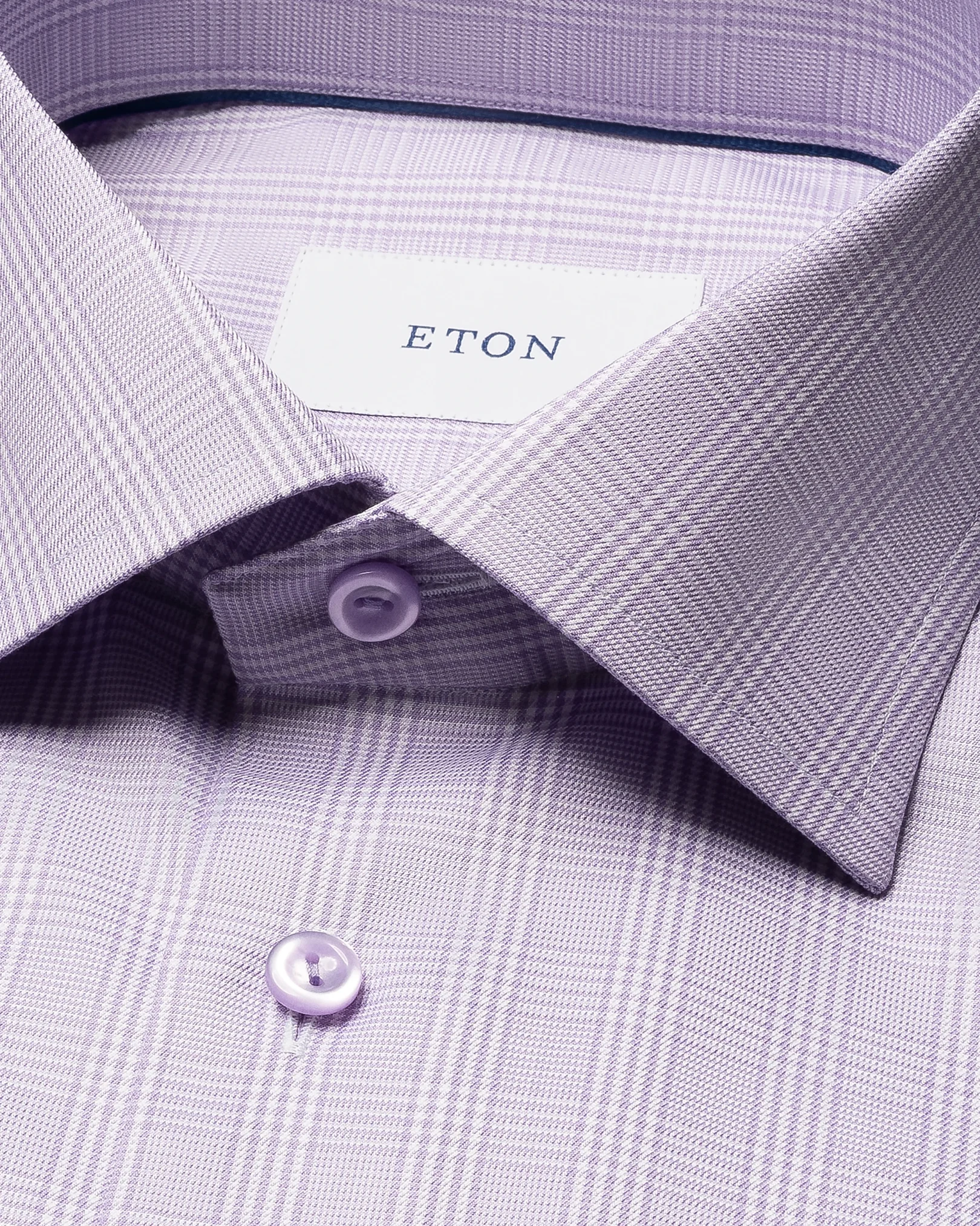 Eton - light purple check cotton tencel tm lyocell shirt
