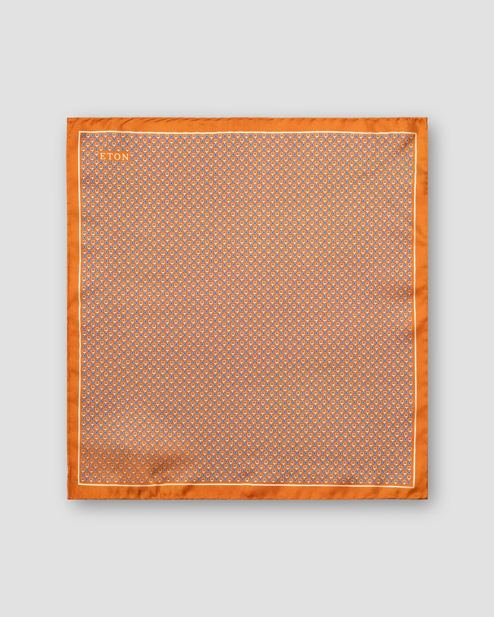 Eton - geometric silk pocket square orange geometric silk pocket square