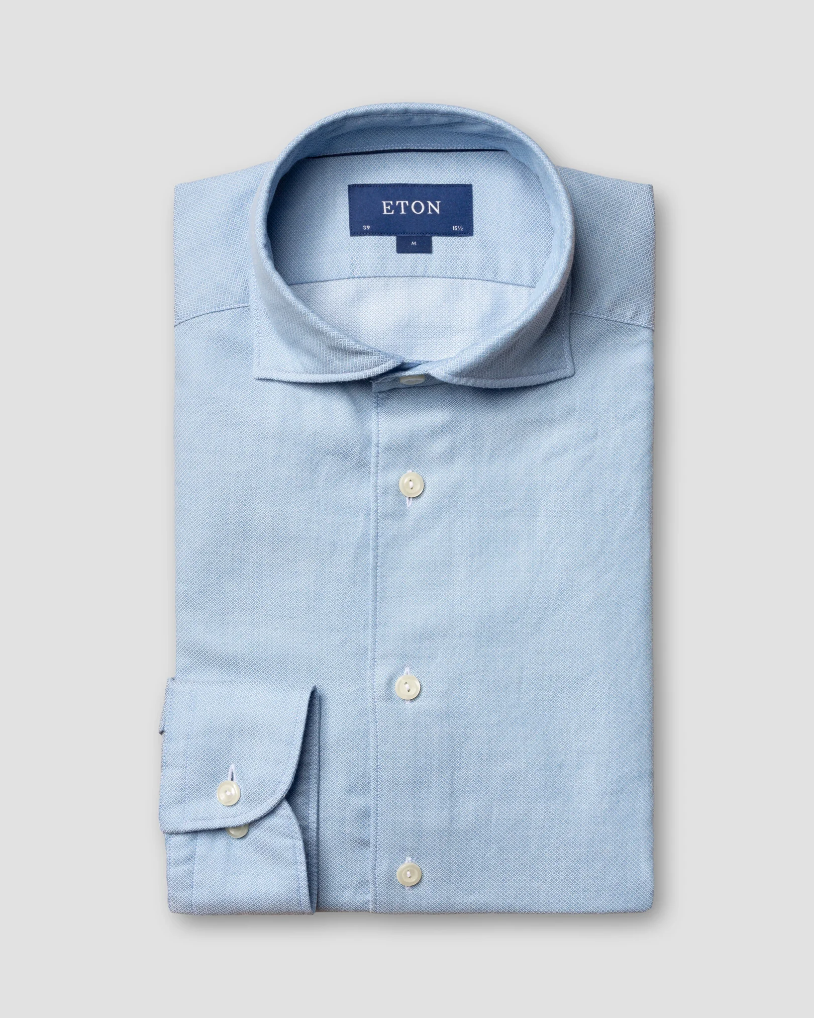 Eton - blue micro print cotton and silk shirt