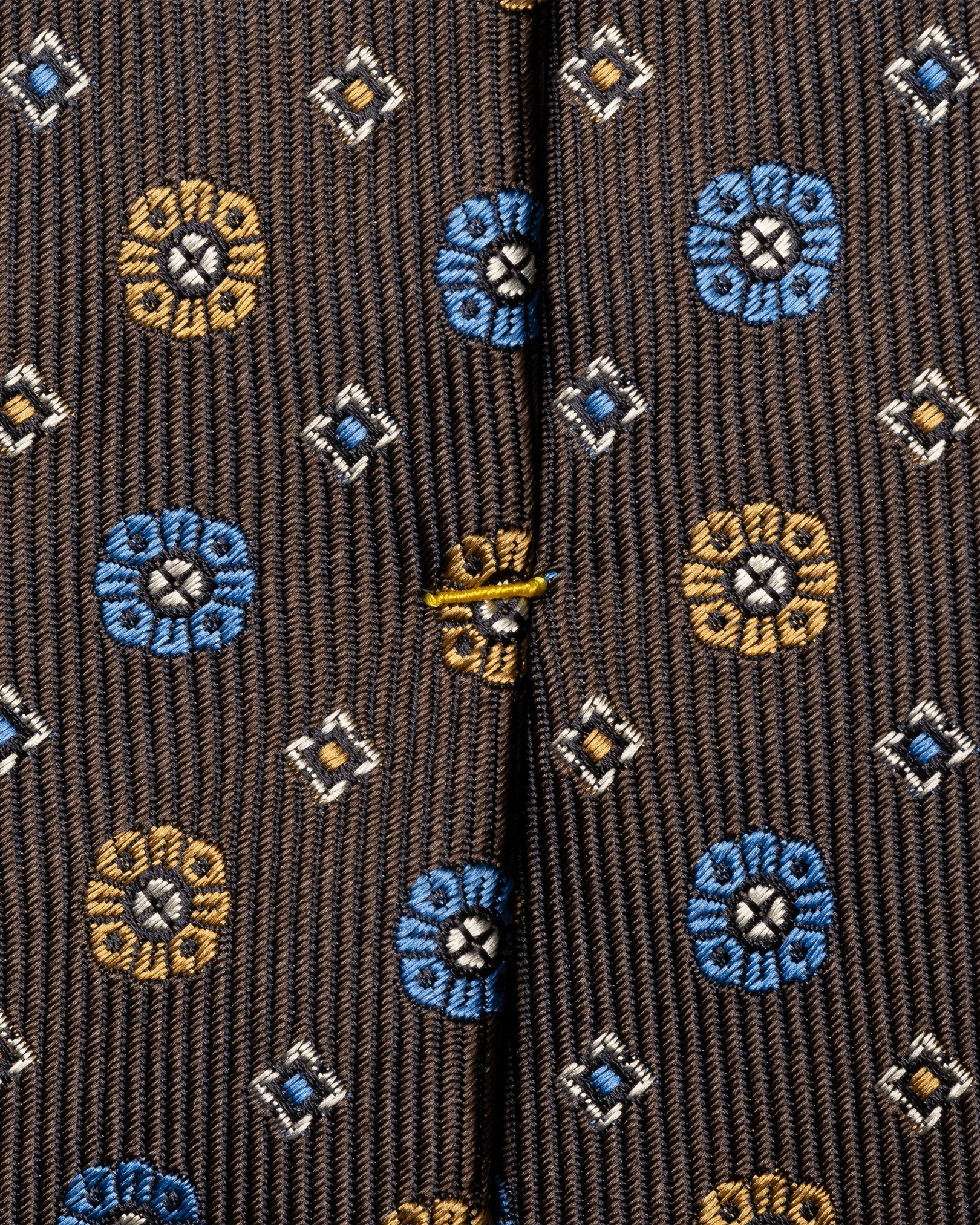 Eton - geometric woven silk tie dark brown geometric woven silk tie