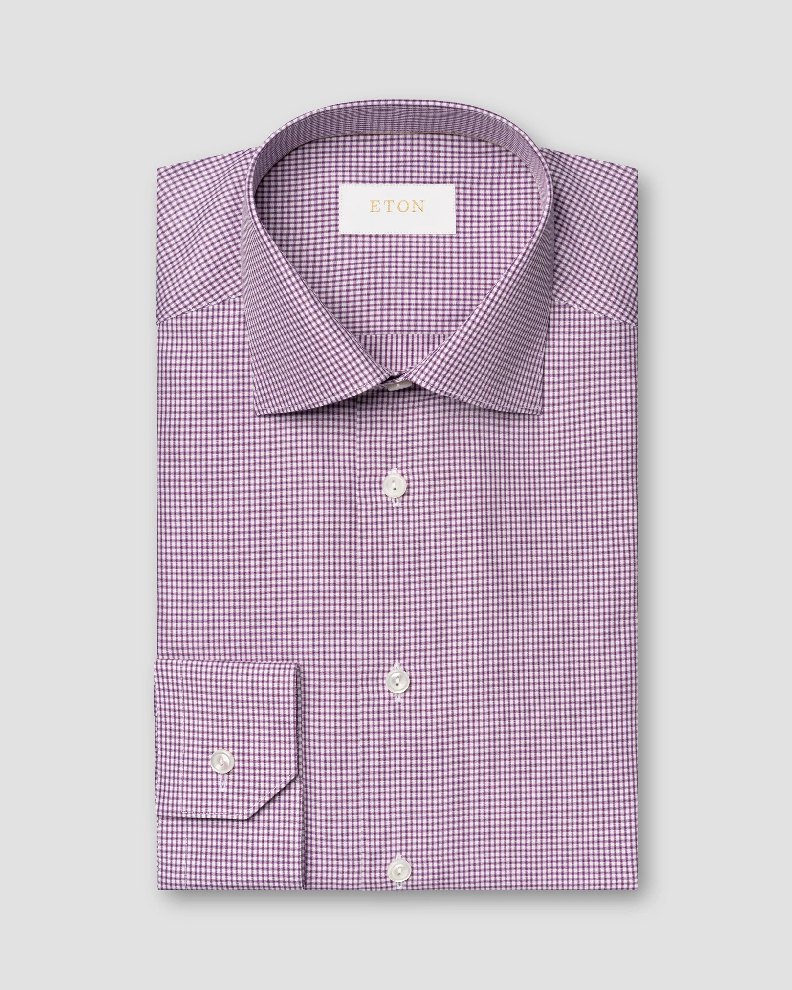 Eton - Vérifiez la Chemise en Sergé Élevé