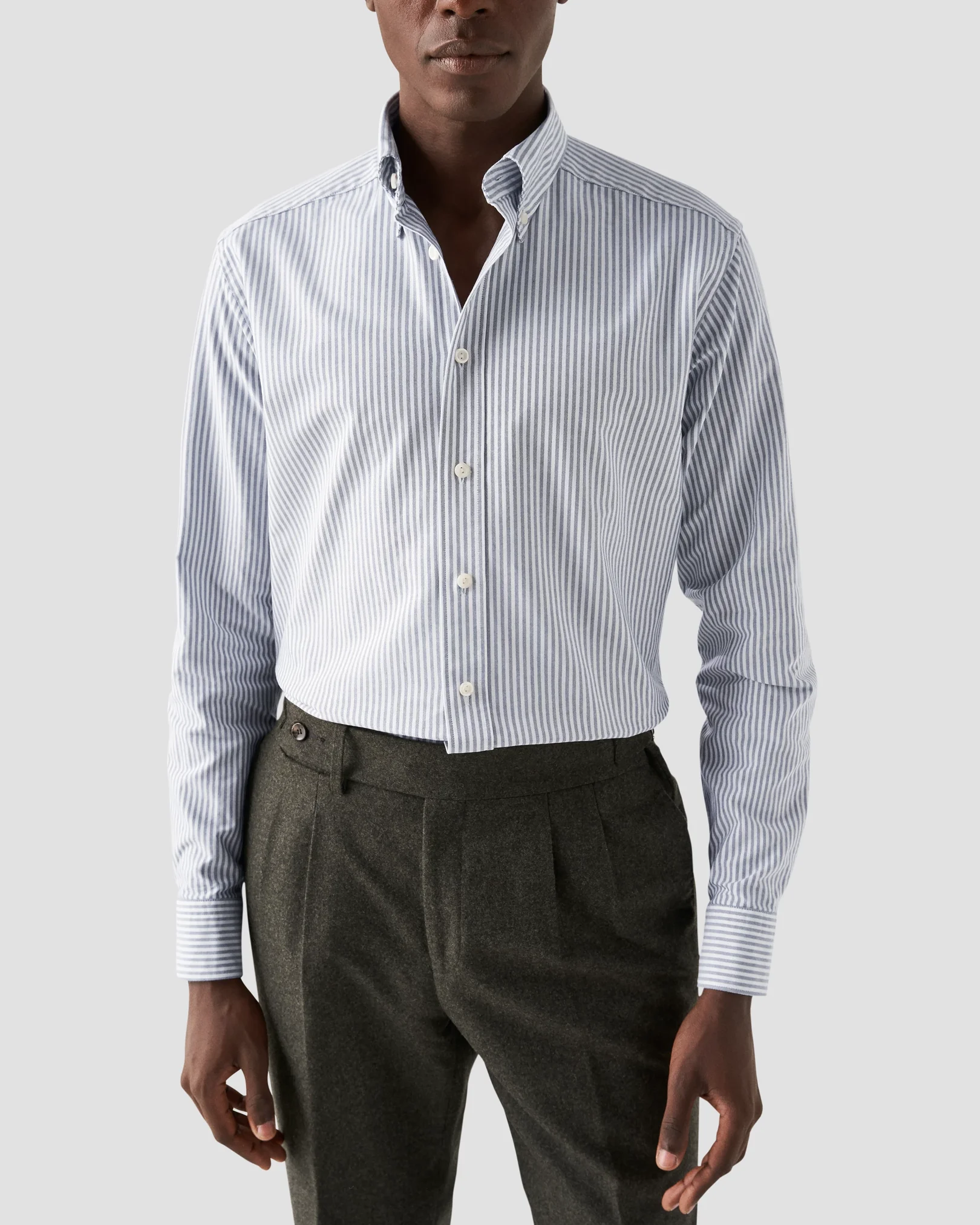 Eton - Chemise Oxford à rayures bleu foncé