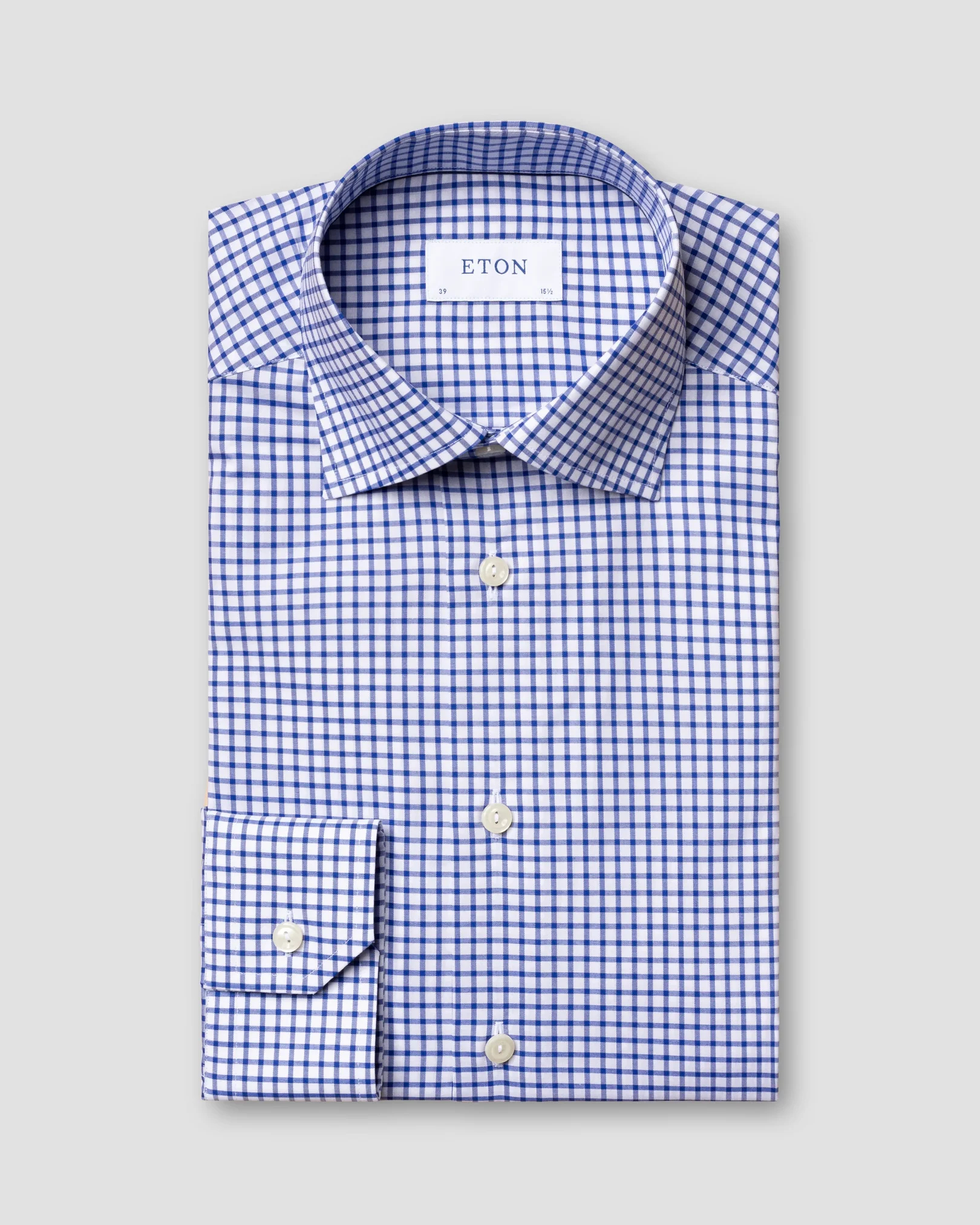 Chemise en twill stretch à carreaux bleus et blancs