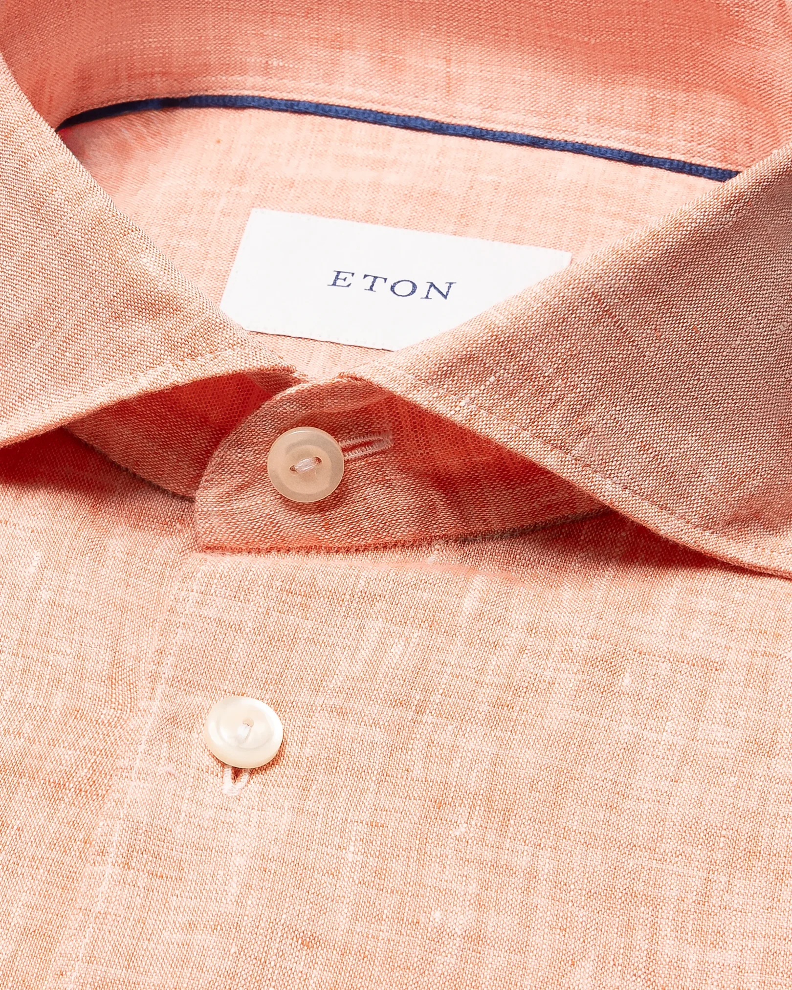 Eton - orange solid plain weave linen shirt
