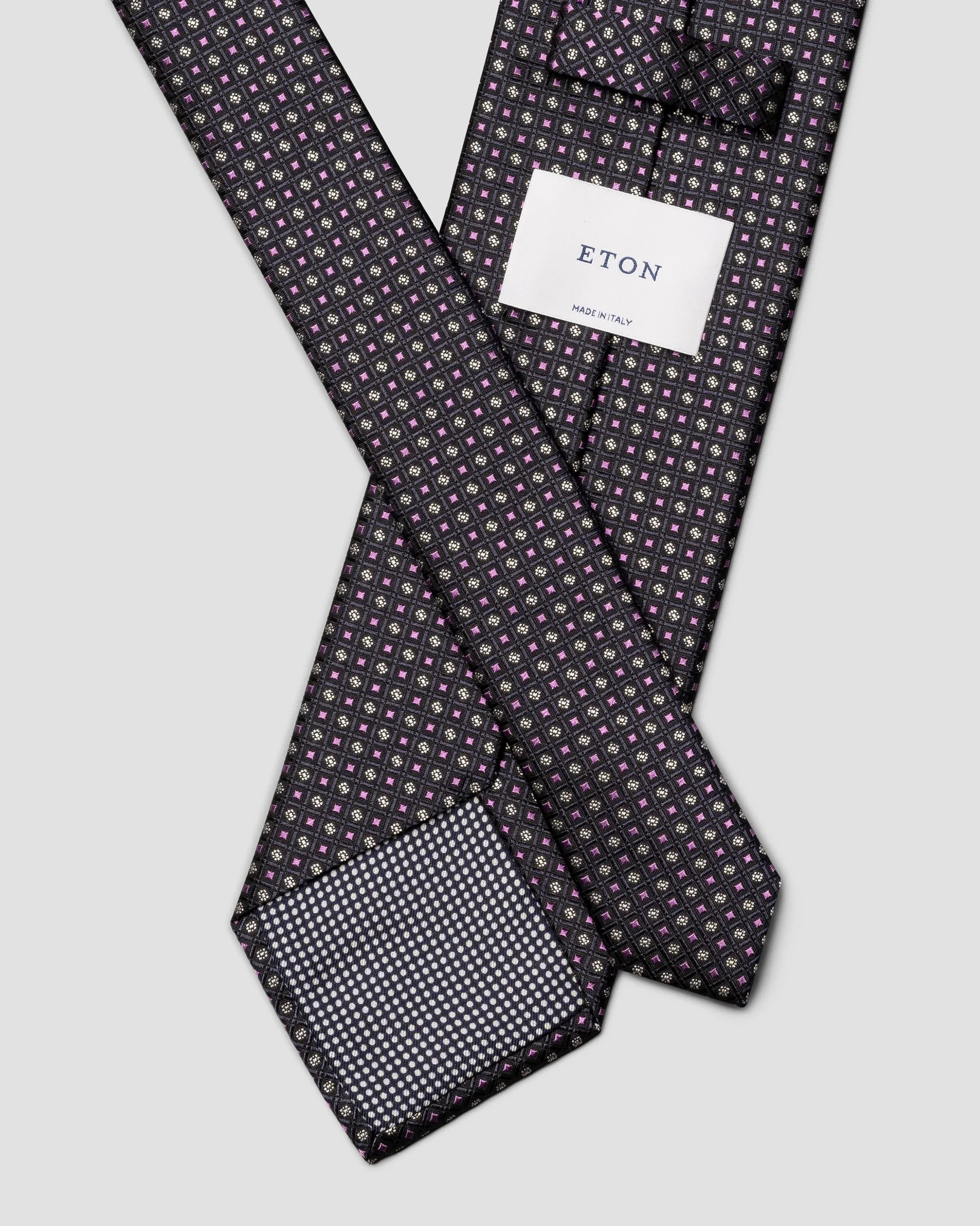 Eton - micro geometric woven silk tie mid purple micro geometric woven silk tie