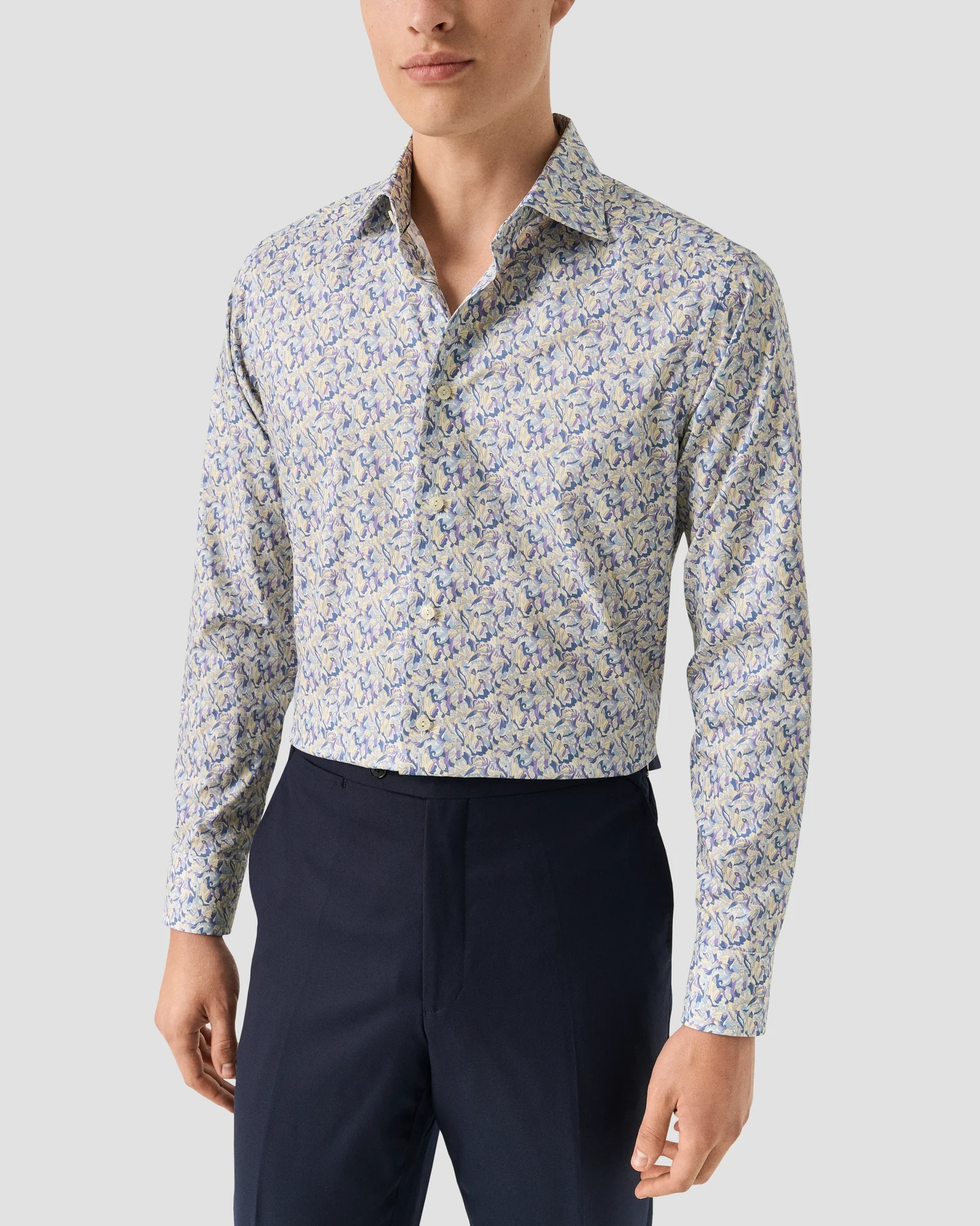 Eton - light purple motif signature twill shirt 261