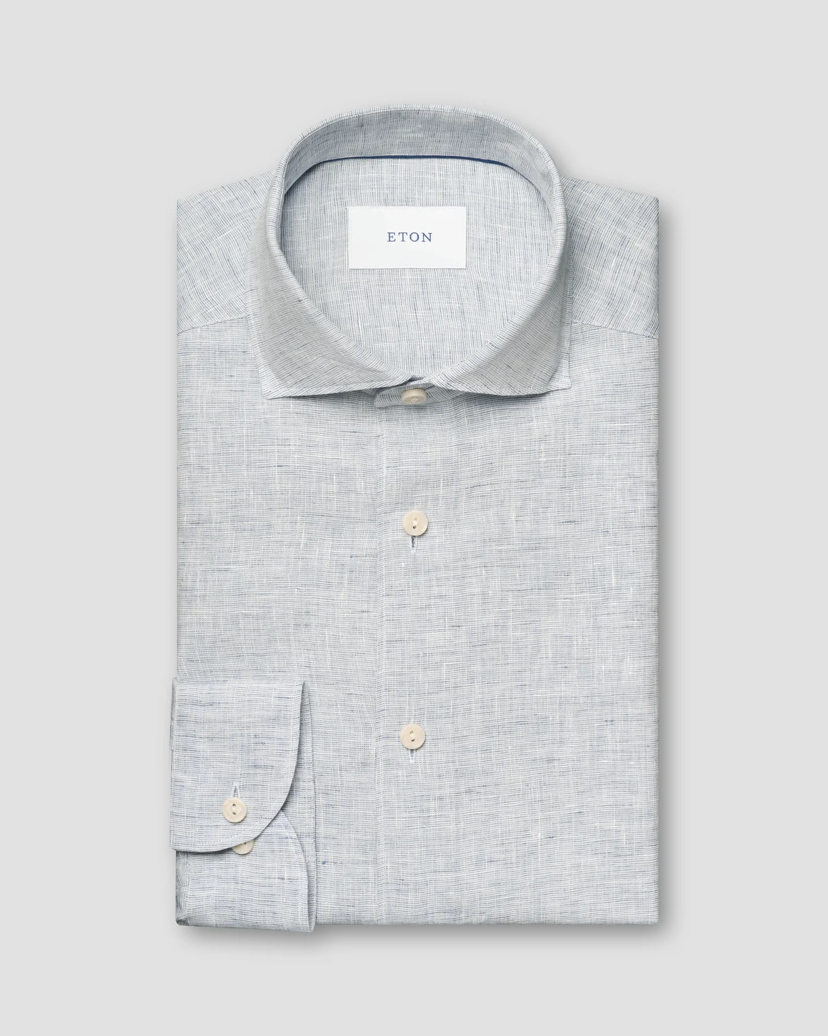 Eton - light blue solid linen shirt 260