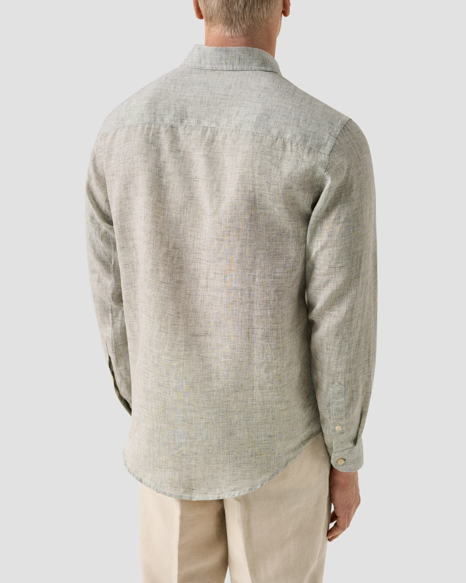 Eton - dark green solid linen shirt