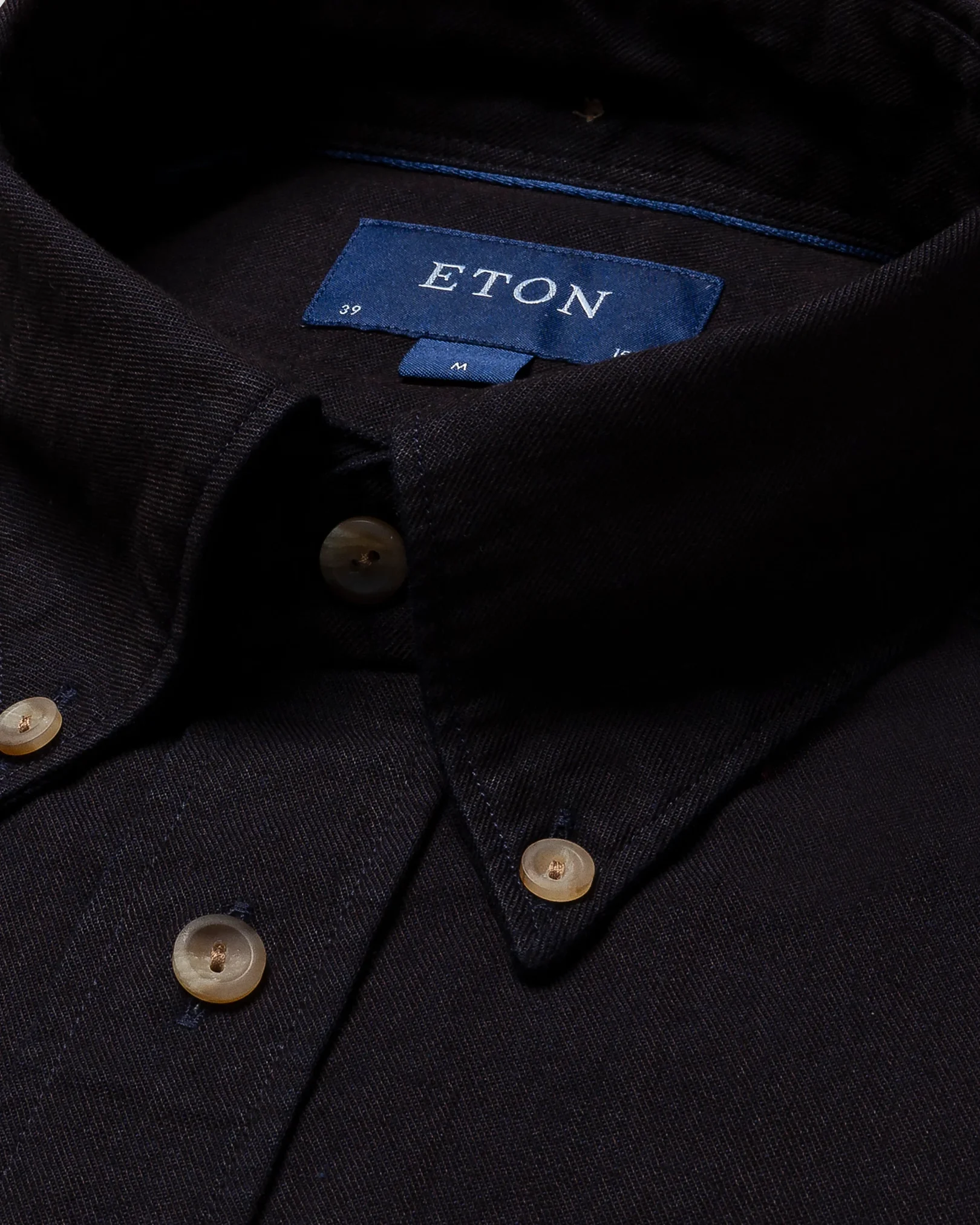 Dark blue Denim Shirt with horn effect buttons - Button Down - Eton