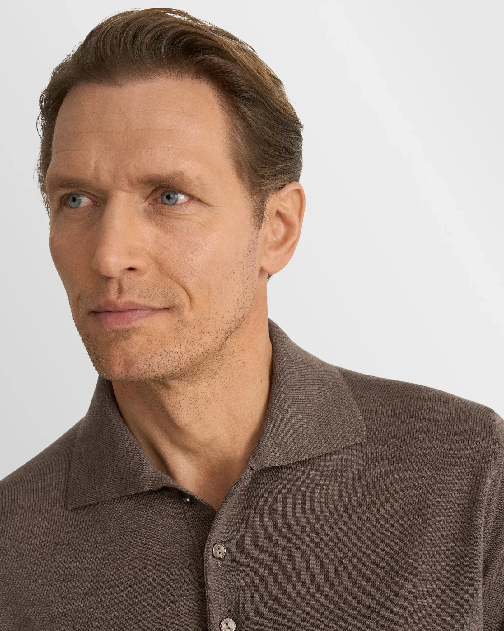 Eton - dark brown merino fine knit polo shirt