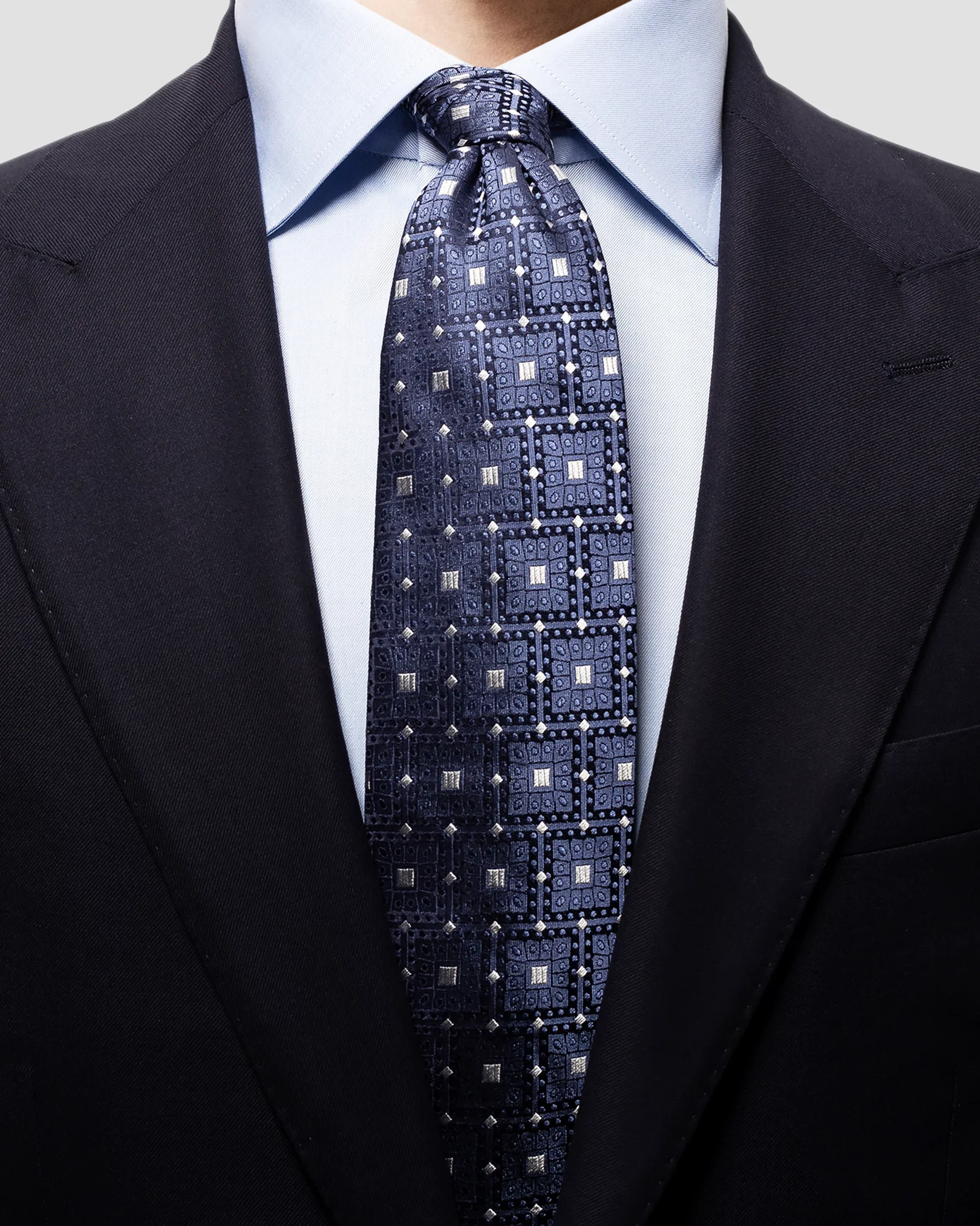 Eton - grey blue geometric tie