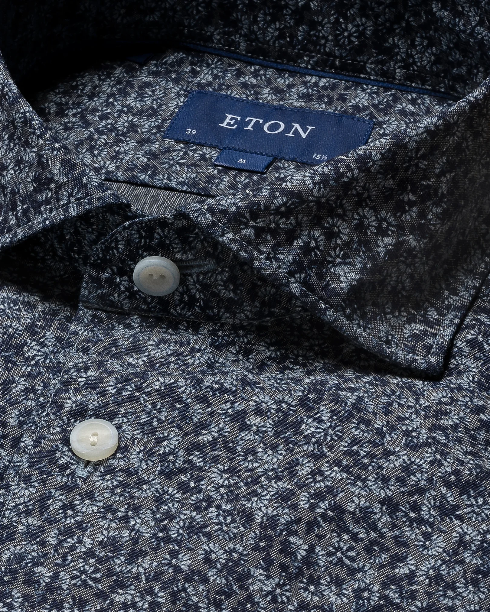 Eton - dark blue indigo wide spread single rounded slim soft